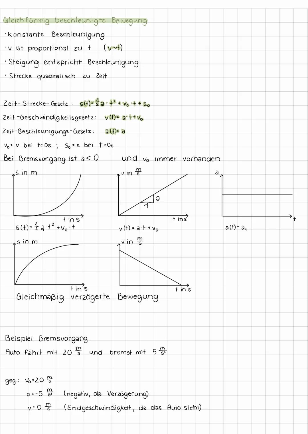 # Physik
Gleichförmige Bewegung
ein Körper bewegt sich mit konstanter
Geschwindigkeit
- s ist proportional zu t ($s
eg t$)
- Steigung ents