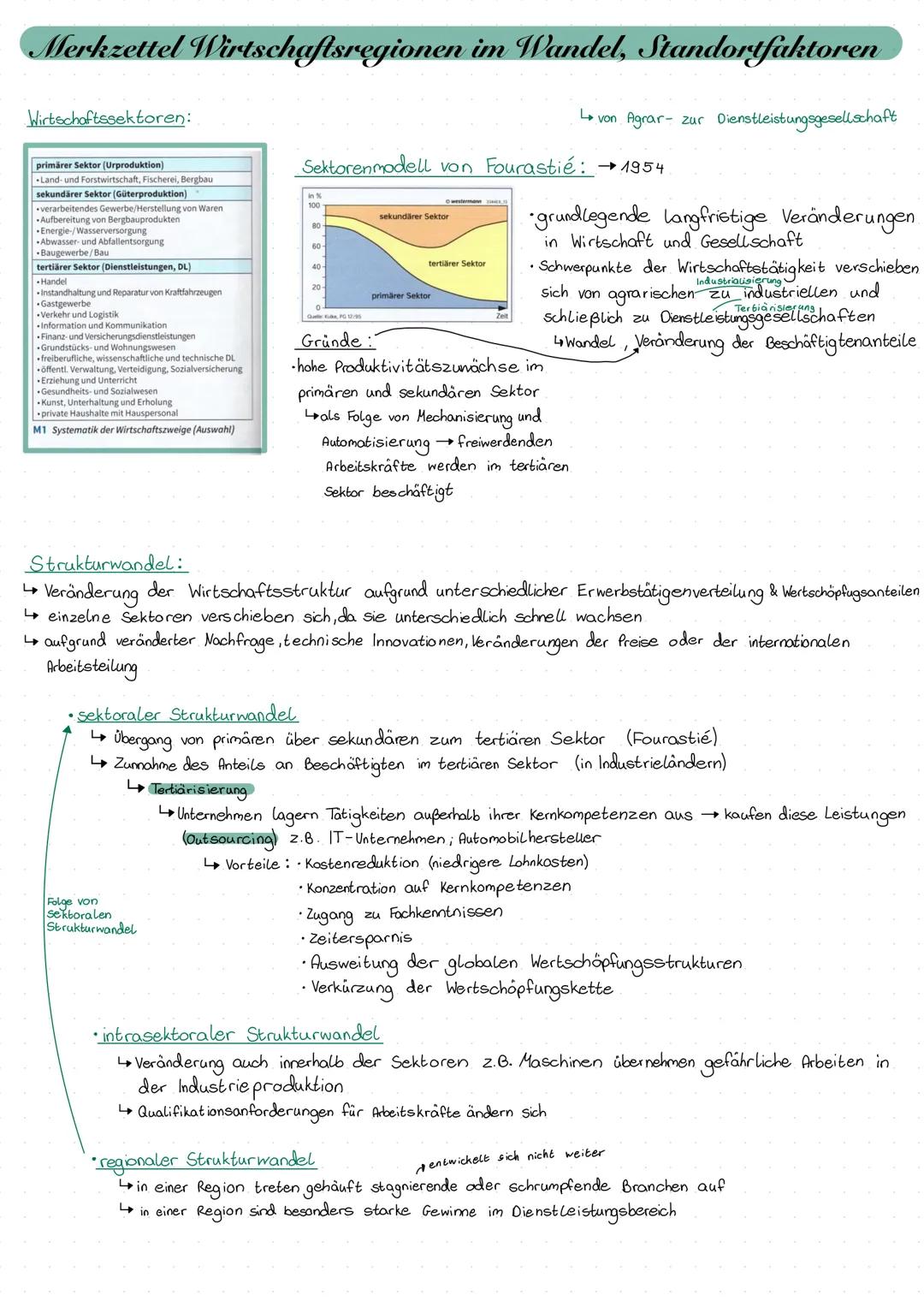 Merkzettel Wirtschaftsregionen im Wandel, Standortfaktoren
Wirtschaftssektoren:
primärer Sektor (Urproduktion)
Land-und Forstwirtschaft, Fis