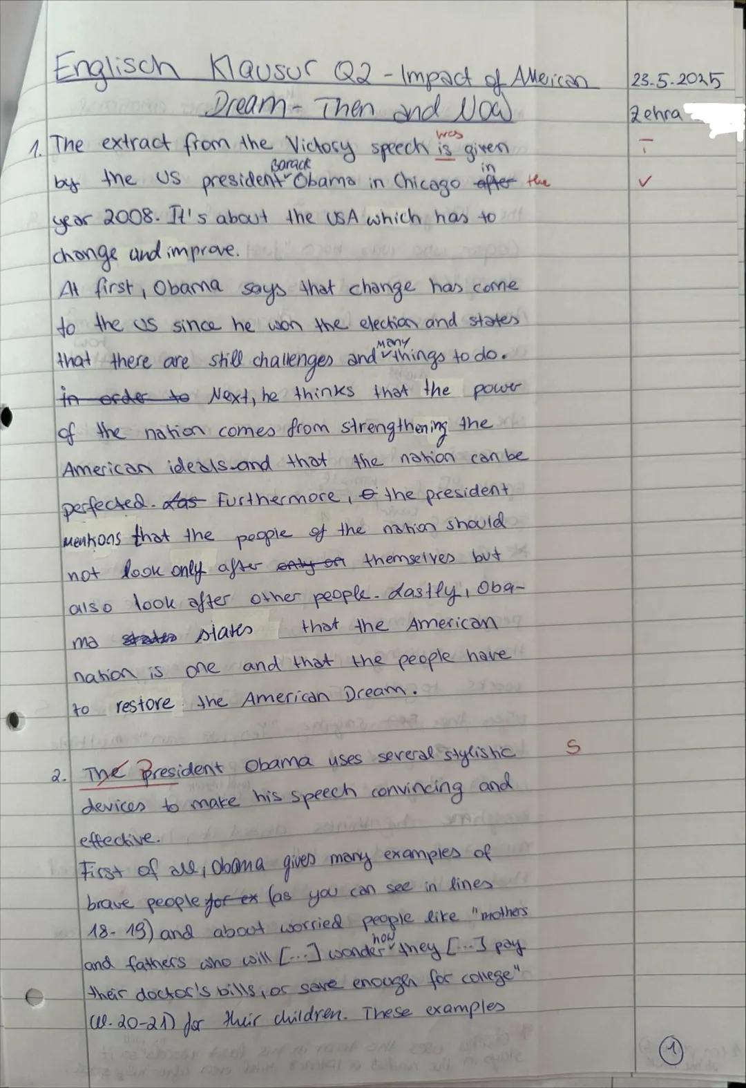 Exam Q2 - advanced course
The Impact of the American Dream - then and now
Writing
Tasks:
1. Outline Obama's view on the American nation in