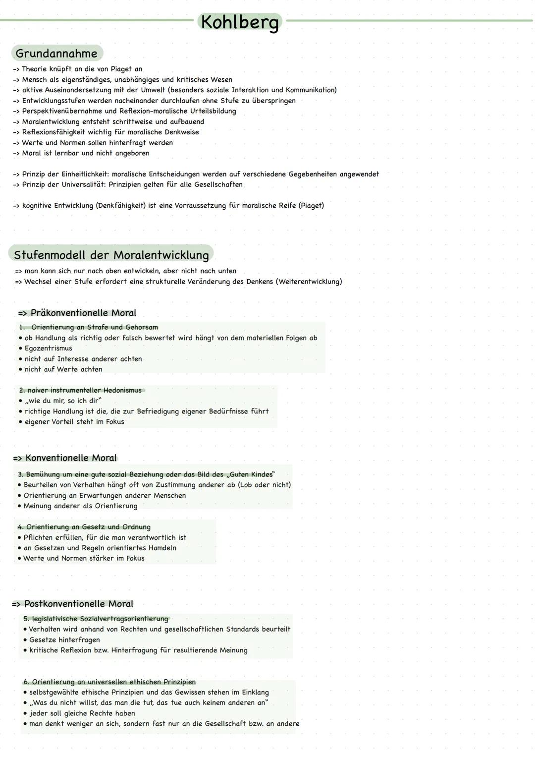 # Kohlberg
## Grundannahme
-> Theorie knüpft an die von Piaget an
-> Mensch als eigenständiges, unabhängiges und kritisches Wesen
-> aktiv