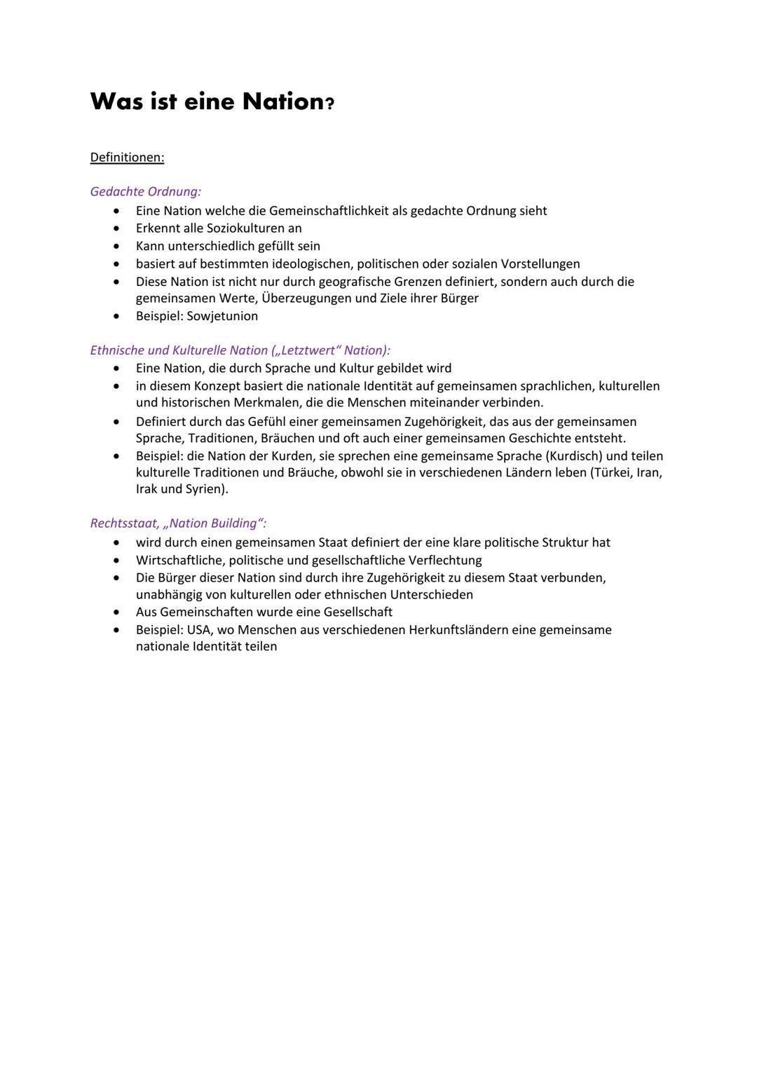 GESCHICHTE ABI 25 Was ist eine Nation?
Definitionen:
Gedachte Ordnung:
- Eine Nation welche die Gemeinschaftlichkeit als gedachte Ordnung si