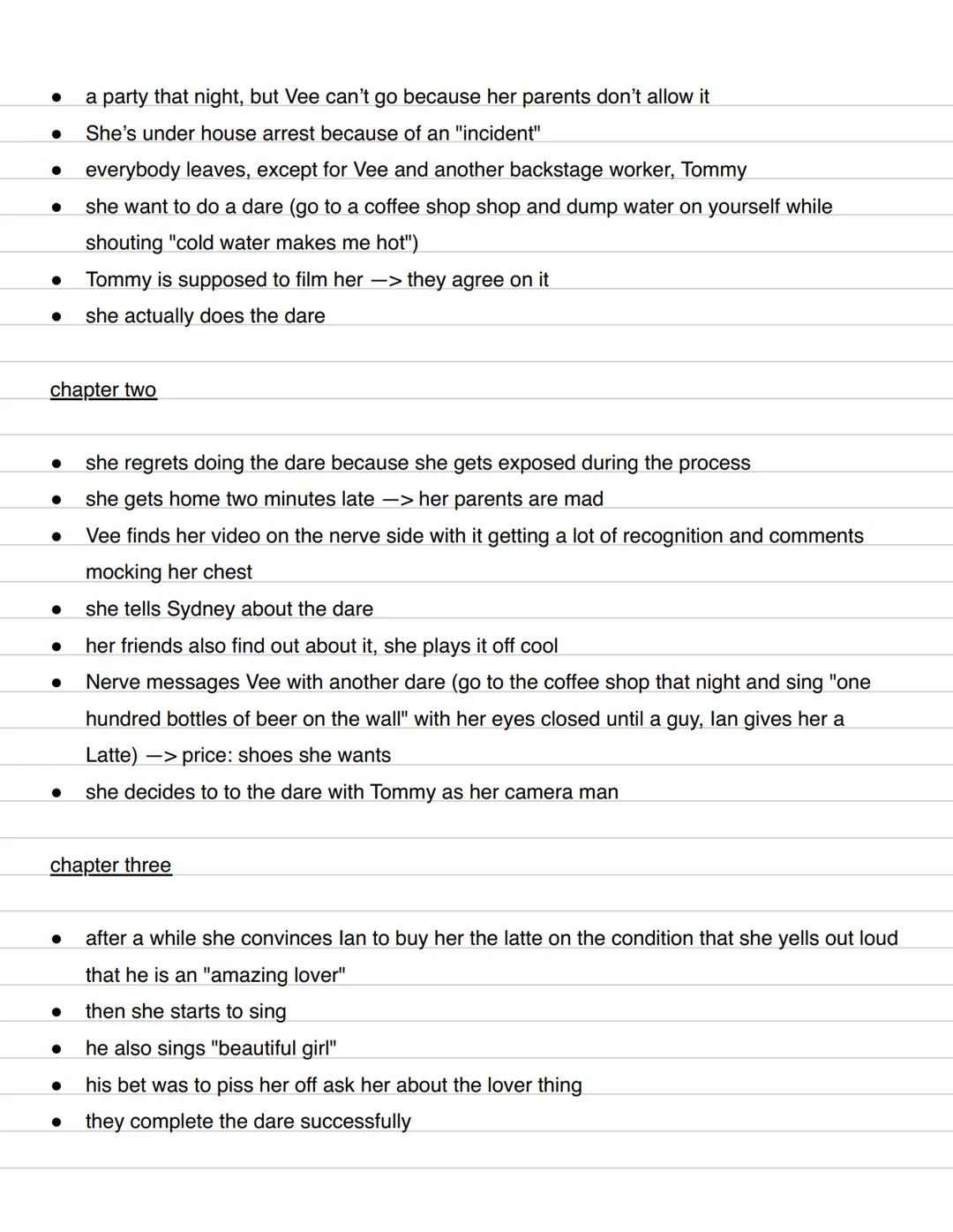 Nerve - Jeanne Ryan (detailed summery)
prologue
- Abigail is followed by Watchers
- she leaves her house -> seeks freedom
- drives away with