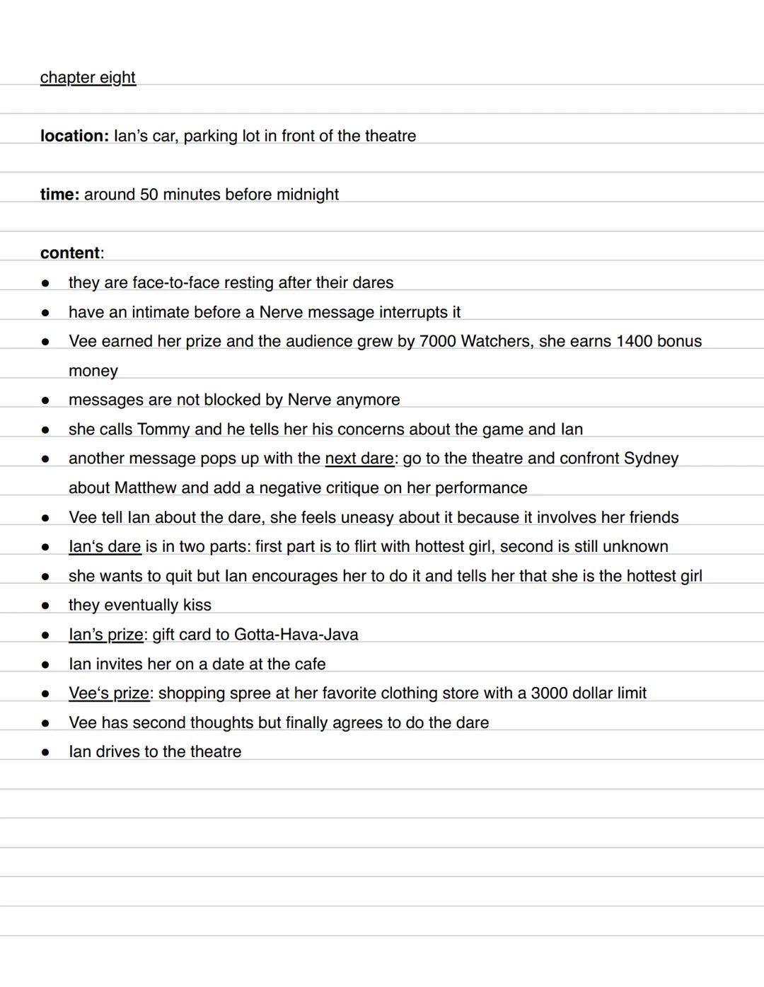 Nerve - Jeanne Ryan (detailed summery)
prologue
- Abigail is followed by Watchers
- she leaves her house -> seeks freedom
- drives away with