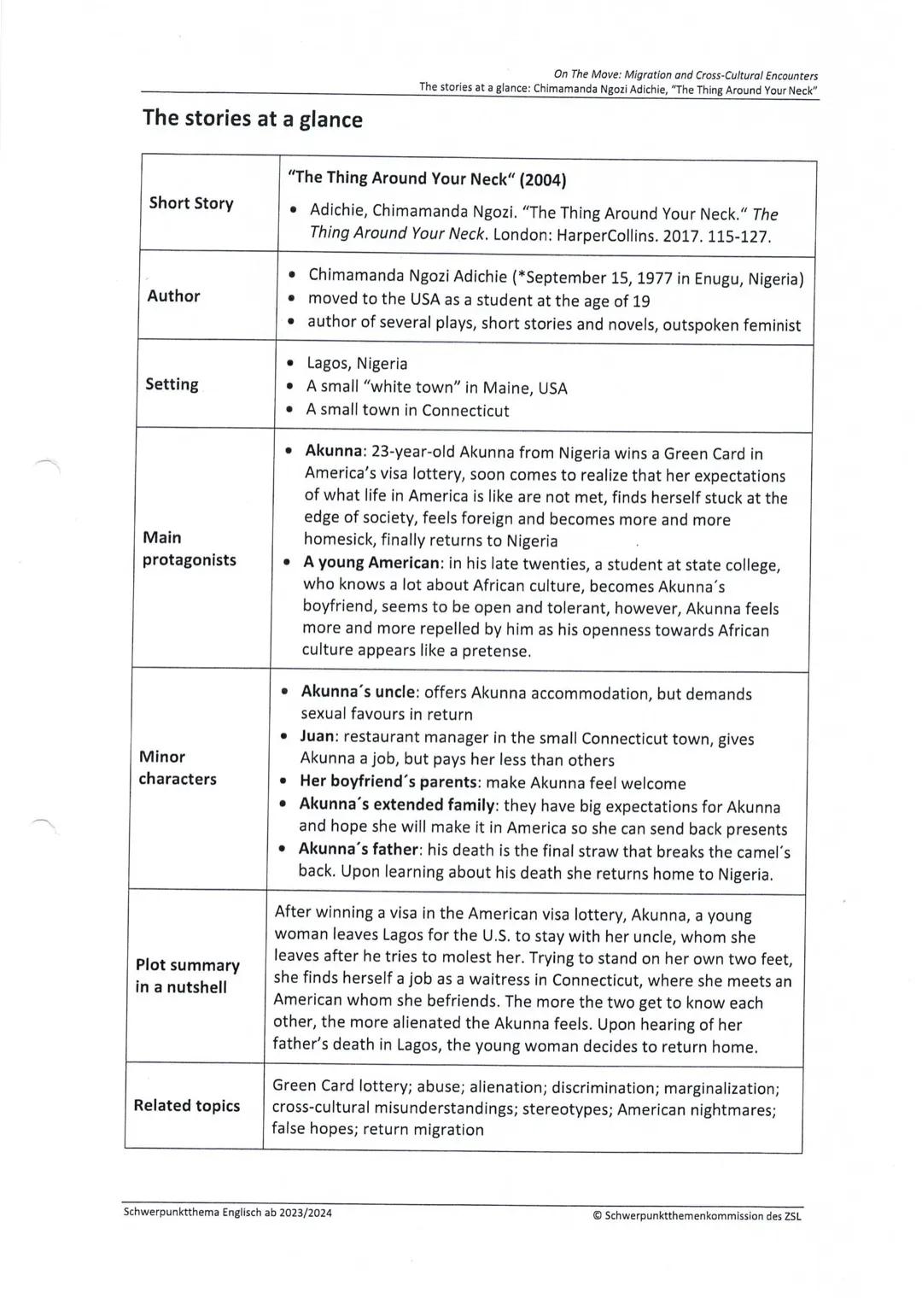 Zadie Smith,
"The Embassy of Cambodia" (2013)
Key information:
• Types of migration: economic migration, illegal immigration
• Migration rou