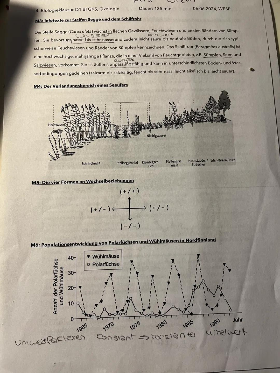 Aufgabe 1:
Populationen unter dem Einfluss abiotischer und biotischer Umweltfaktoren 54 P.
1.1. Erkläre die Ergebnisse des Modellversuchs (M