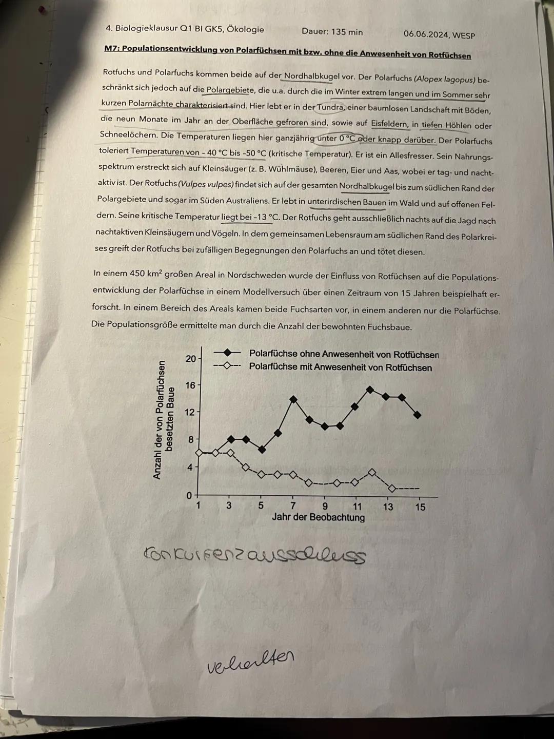 Aufgabe 1:
Populationen unter dem Einfluss abiotischer und biotischer Umweltfaktoren 54 P.
1.1. Erkläre die Ergebnisse des Modellversuchs (M