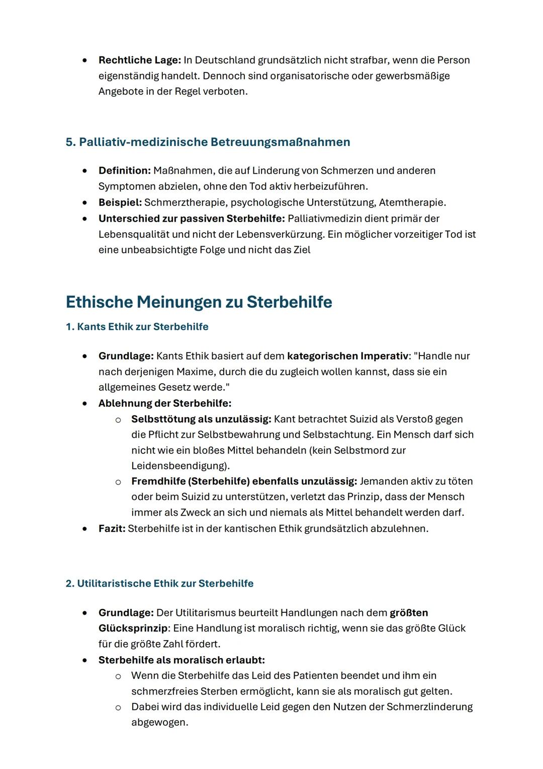 Sterbehilfe
Arten der Sterbehilfe
1. Direkte aktive Sterbehilfe
* Definition: Gezielte Tötung eines Menschen auf dessen ausdrücklichen Wunsc