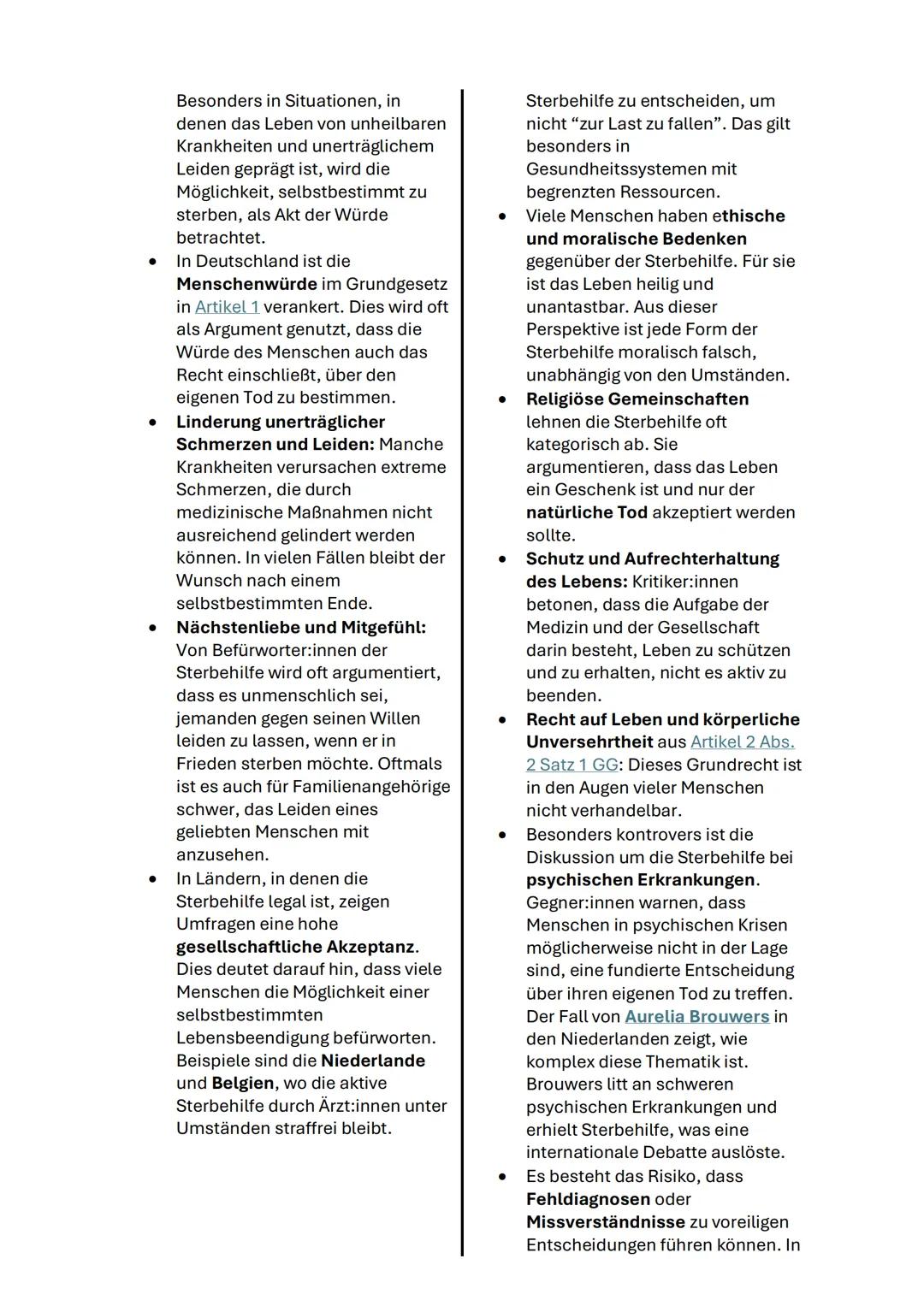 Sterbehilfe
Arten der Sterbehilfe
1. Direkte aktive Sterbehilfe
* Definition: Gezielte Tötung eines Menschen auf dessen ausdrücklichen Wunsc