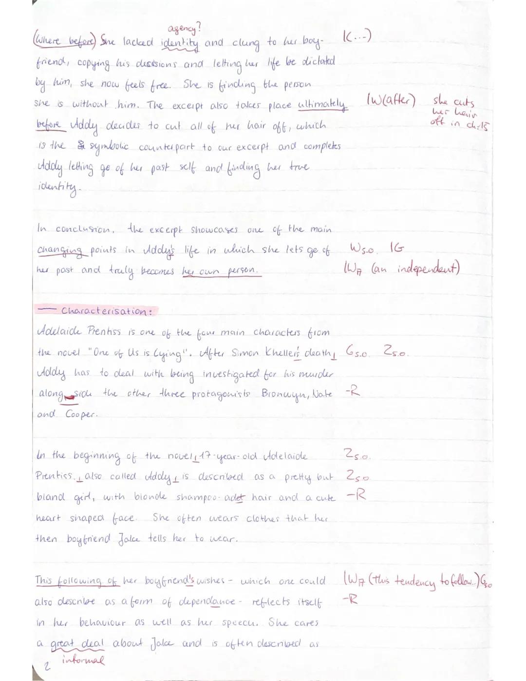 English EF /
Name:
Exam No. 4
2nd June 2025
Part A (Reading & Writing)
Topic: Novel - One of Us Is Lying
Assignments:
Round character!
1. Su
