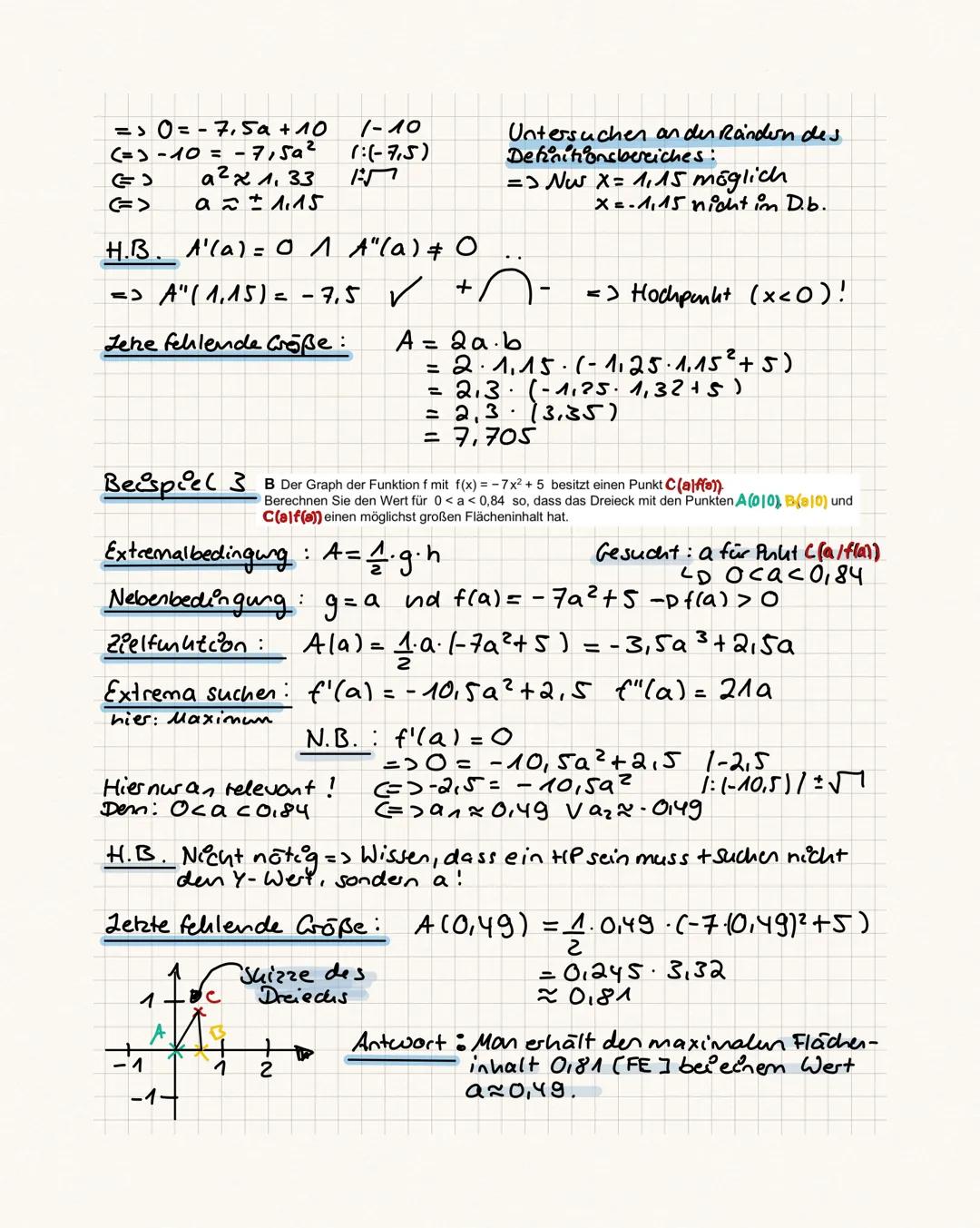 Strategic für das Zäsen von Extremwertproblemen mit Nebenbedingungen
1. Beschreiber des Zelgröße, die extremal werden soll, durch eine Forme