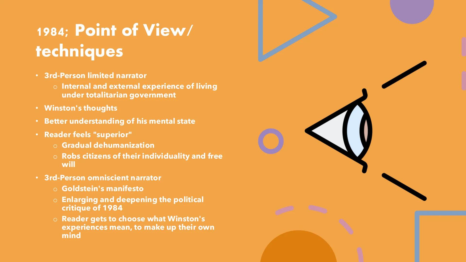 George
Orwell's 1984 Table of content
• About George Orwell
• Protagonists and Plot
• Governing Principles
• Societal Hierarchy/Organization