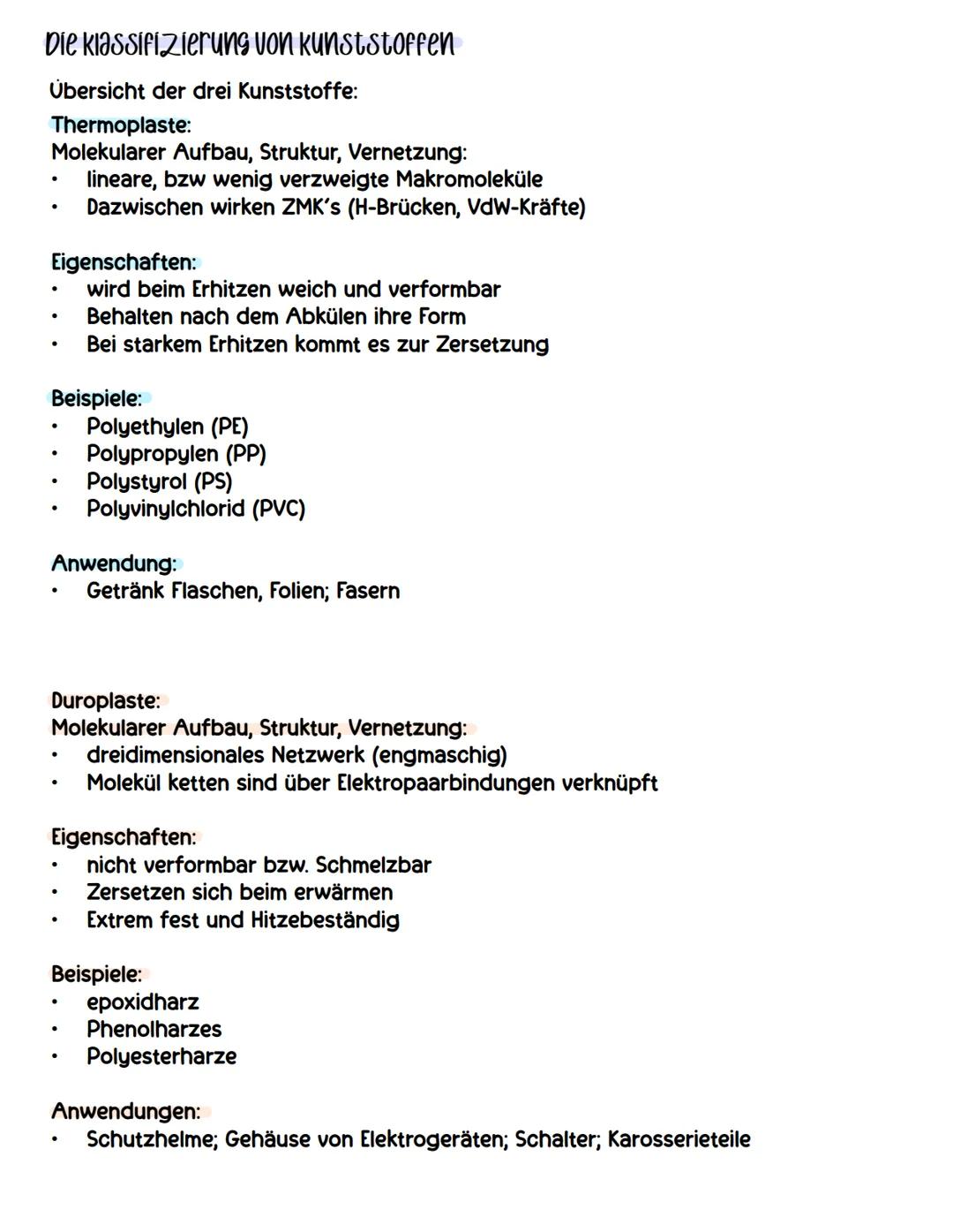 - kunststoffe Die klassifizierung der kunststoffe
bei der Vielfalt an Kunststoffen im Alltag, verliert man leicht den Uberblick
Mechanische