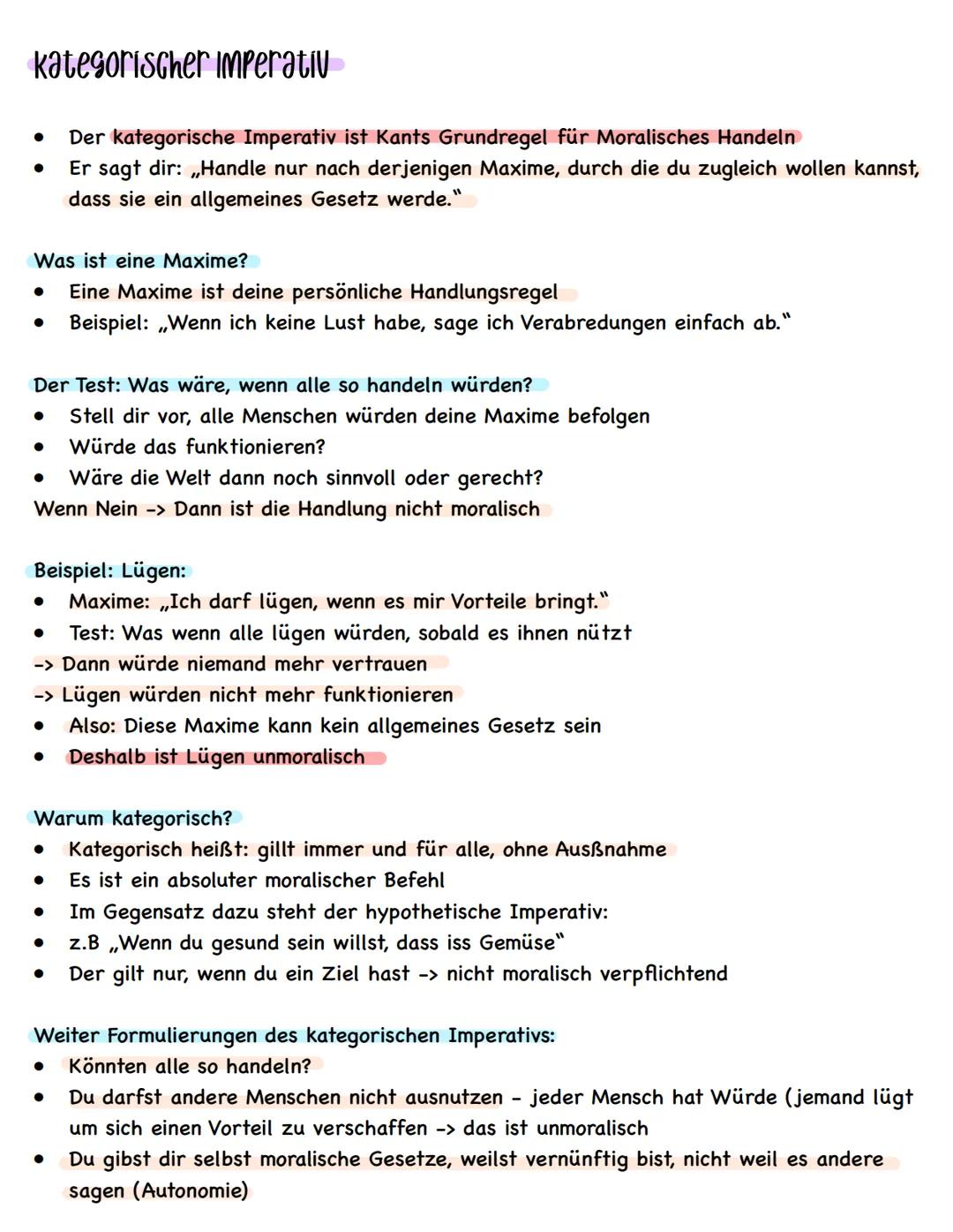 Immanuel Kant Deontologie (pflichtethik Nach kant)
Was ist Deontologie?
•
•
Der Begriff heißt „deon" = Pflicht
Deontologische Ethik bewertet