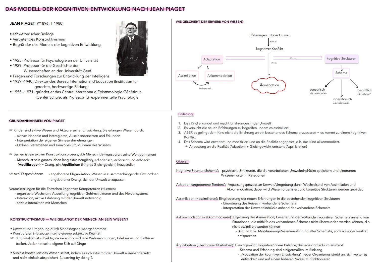 DAS MODELL DER KOGNITIVEN ENTWICKLUNG NACH JEAN PIAGET
JEAN PIAGET (*1896, † 1980)
• schweizerischer Biologe
• Vertreter des Konstruktivismu