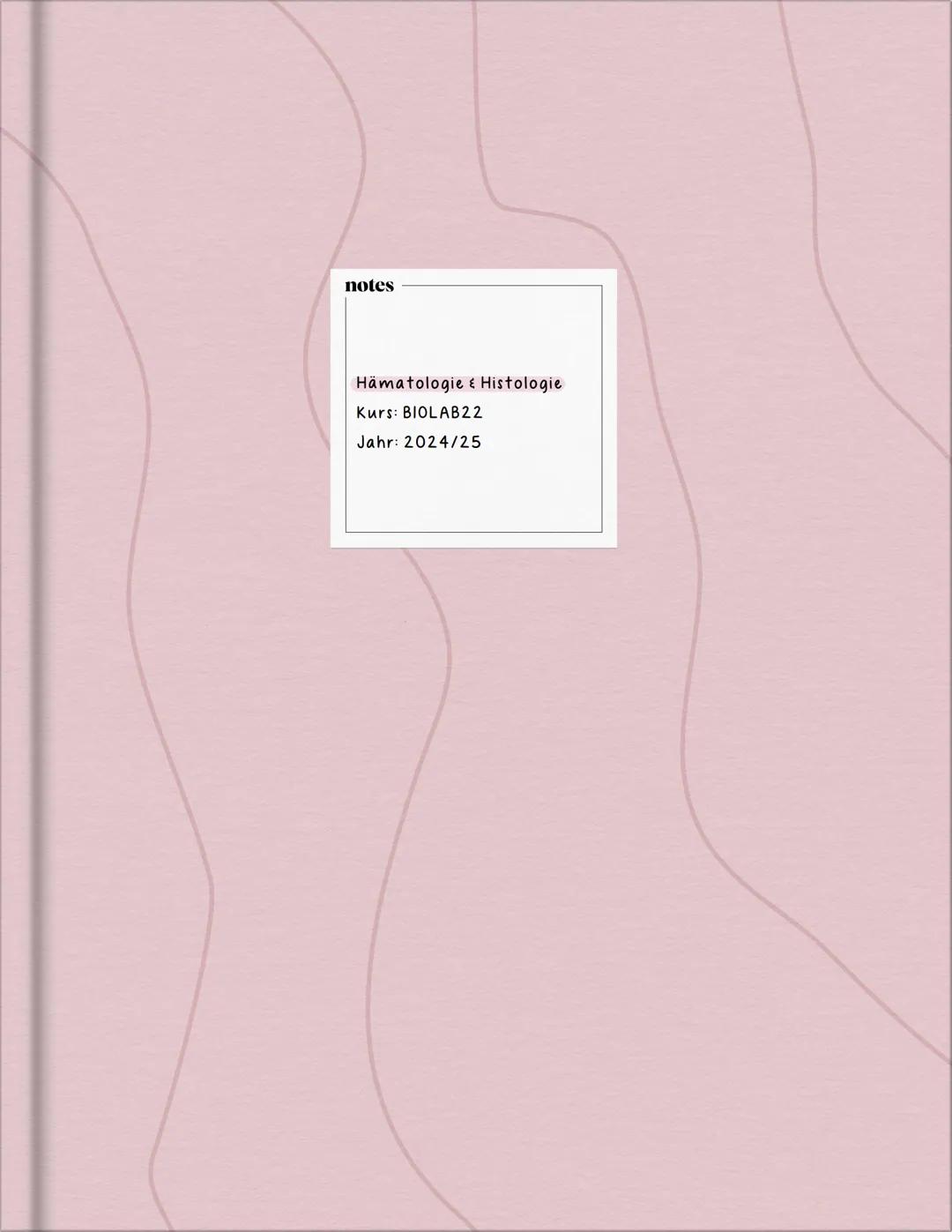 # notes
Hämatologie & Histologie
Kurs: BIOLAB22
Jahr: 2024/25 # Index
# Thema
## Hämatologie
1 Blut
2 Morphologische Hämatologie
3 Diagno
