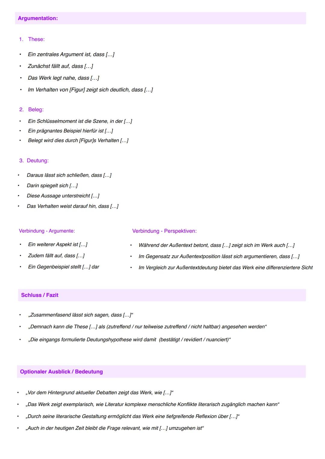 Literarische Erörterung
Aufgabenstellung:
1. Aussentext in seinen Kerngedanken wiedergeben (ca. 30%)
2. Erörterung inwieweit Außentext & Arg