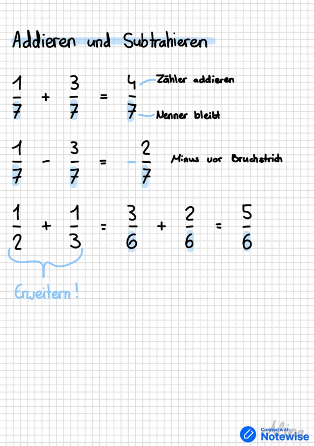 Brüche
Brüche
5 → Zähler
Bruchstrich
6 → Nenner
2
2 echter
→
5
7
Bruch
8
1
→
unechter
Bruch
13
3-7
→ 2를
8:32R2
-2
6
6
2
↓
23
Created with
No