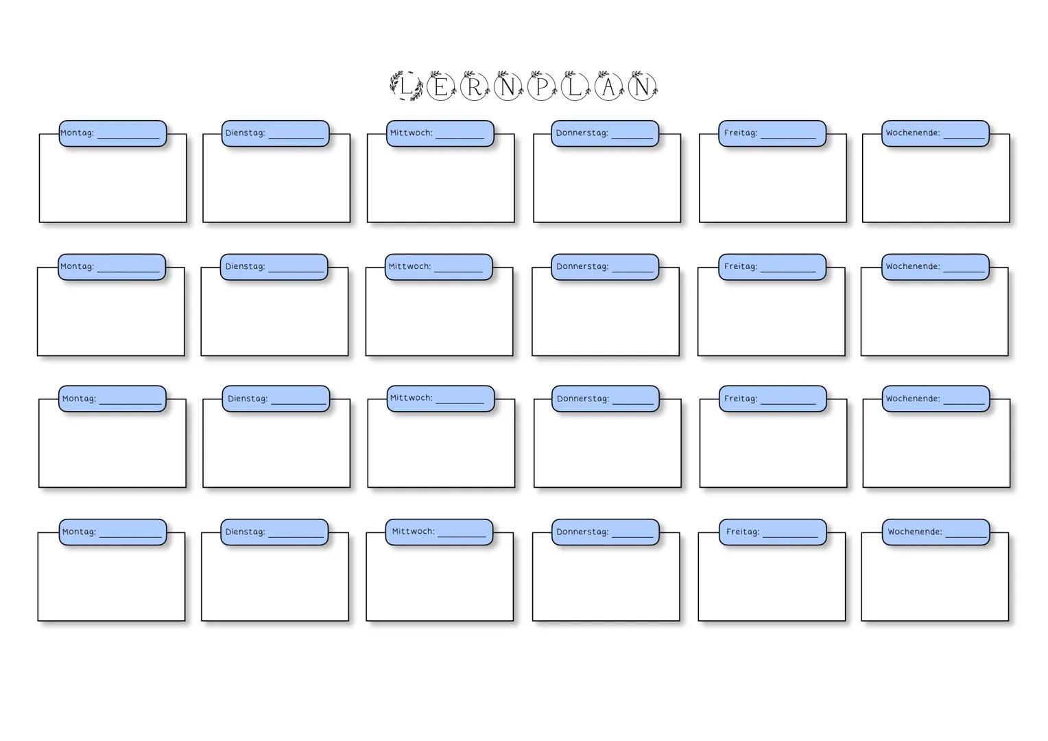Montag:
Dienstag:
Mittwoch:
R
P
AN
Donnerstag:
Freitag:
Wochenende:
Montag:
Dienstag:
Mittwoch:
Donnerstag:
Freitag:
Wochenende:
Montag:
Die