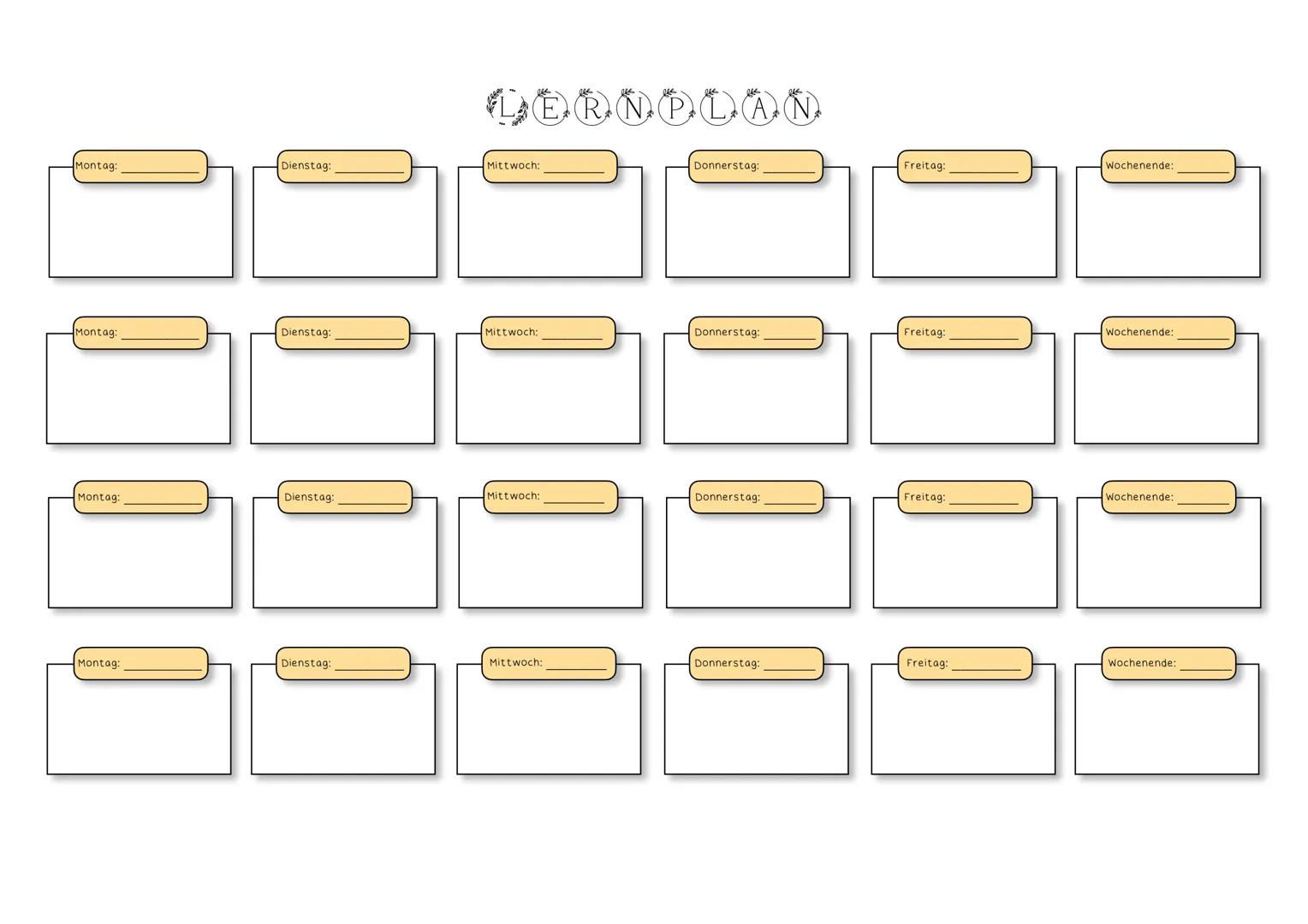 Montag:
Dienstag:
Mittwoch:
R
P
AN
Donnerstag:
Freitag:
Wochenende:
Montag:
Dienstag:
Mittwoch:
Donnerstag:
Freitag:
Wochenende:
Montag:
Die