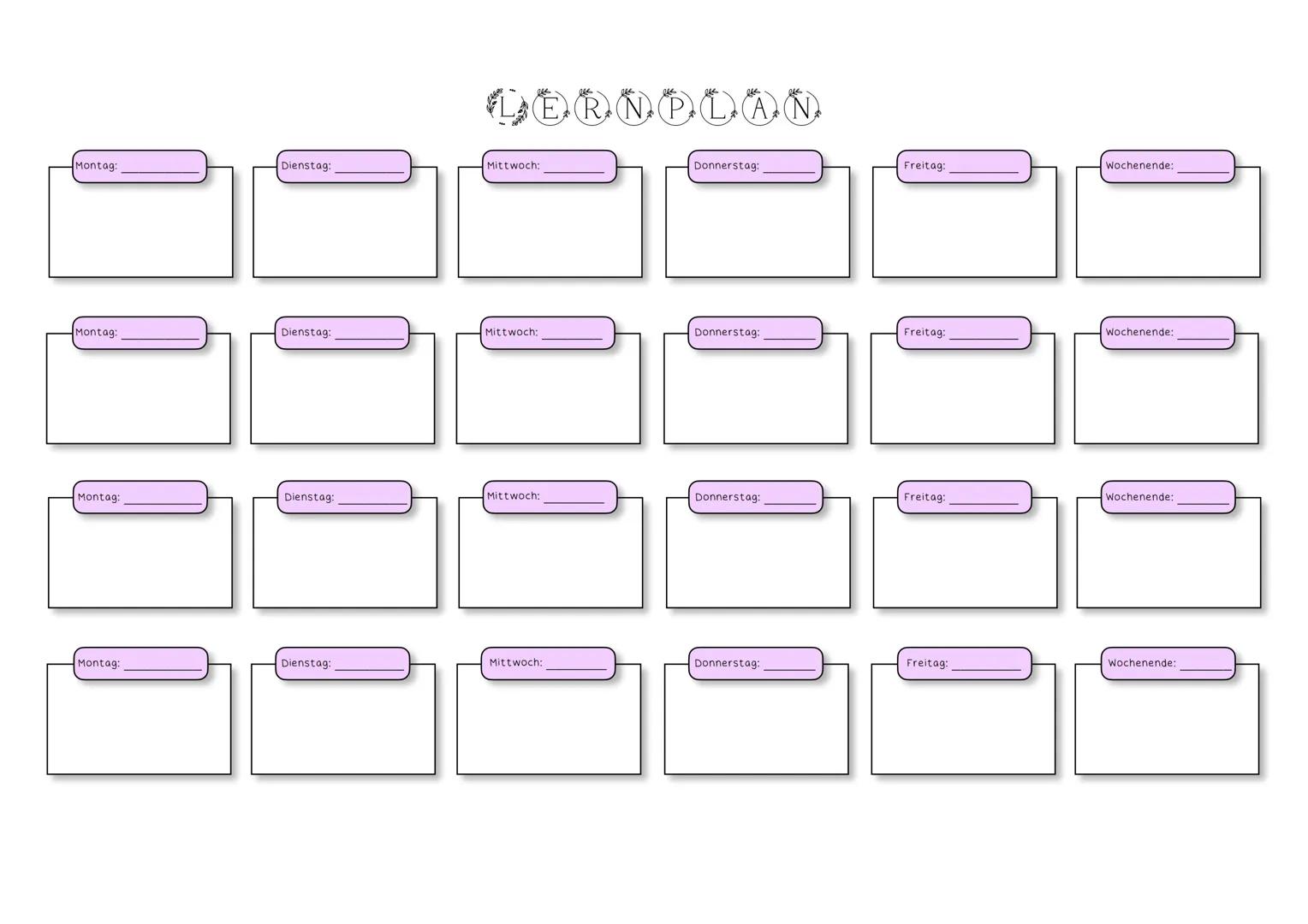 Montag:
Dienstag:
Mittwoch:
R
P
AN
Donnerstag:
Freitag:
Wochenende:
Montag:
Dienstag:
Mittwoch:
Donnerstag:
Freitag:
Wochenende:
Montag:
Die