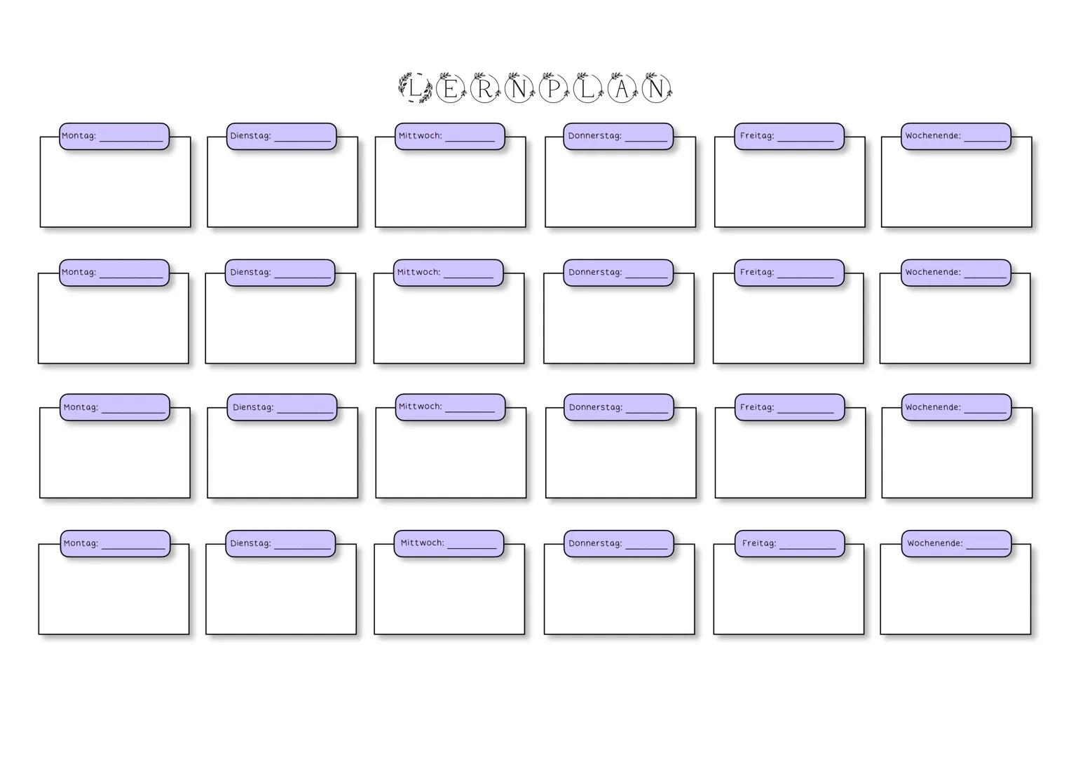 Montag:
Dienstag:
Mittwoch:
R
P
AN
Donnerstag:
Freitag:
Wochenende:
Montag:
Dienstag:
Mittwoch:
Donnerstag:
Freitag:
Wochenende:
Montag:
Die