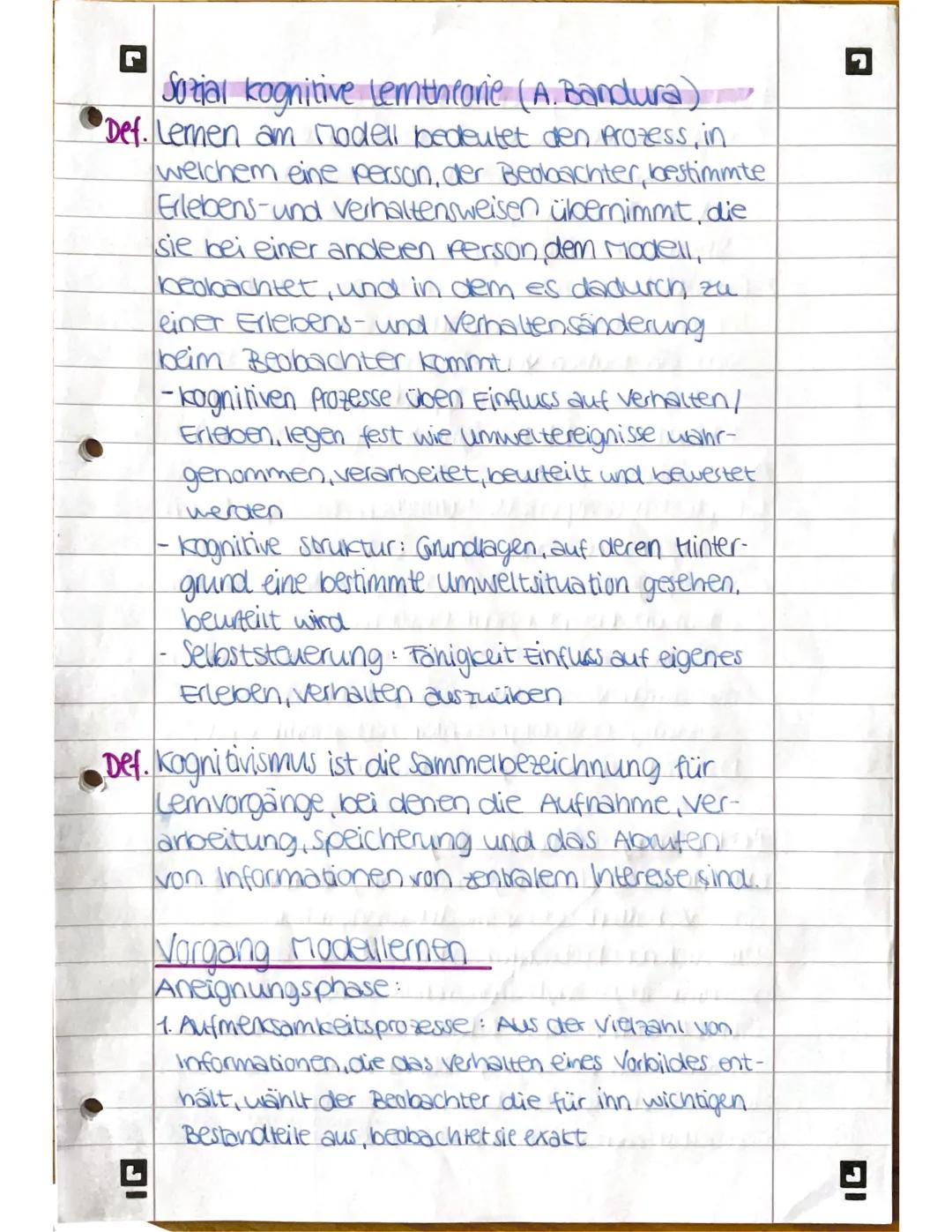 Sozial kognitive lemtheorie (A. Bandura)
Def. Lemen am Modell bedeutet den prozess, in
welchem eine person, der Beobachter, bestimmte
Erlebe