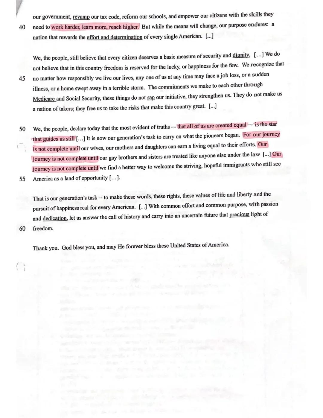 English Exam
Q1
LK
Text: Barack Obama: Second Inaugural Address (January 21, 2013) (abrigded)
Annotations:
The following speech was delivere