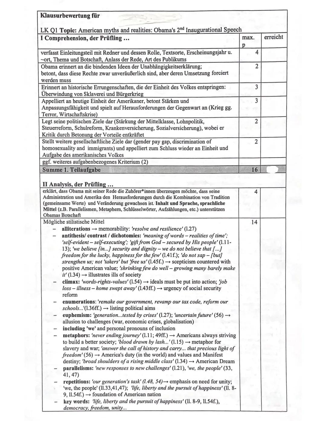 English Exam
Q1
LK
Text: Barack Obama: Second Inaugural Address (January 21, 2013) (abrigded)
Annotations:
The following speech was delivere