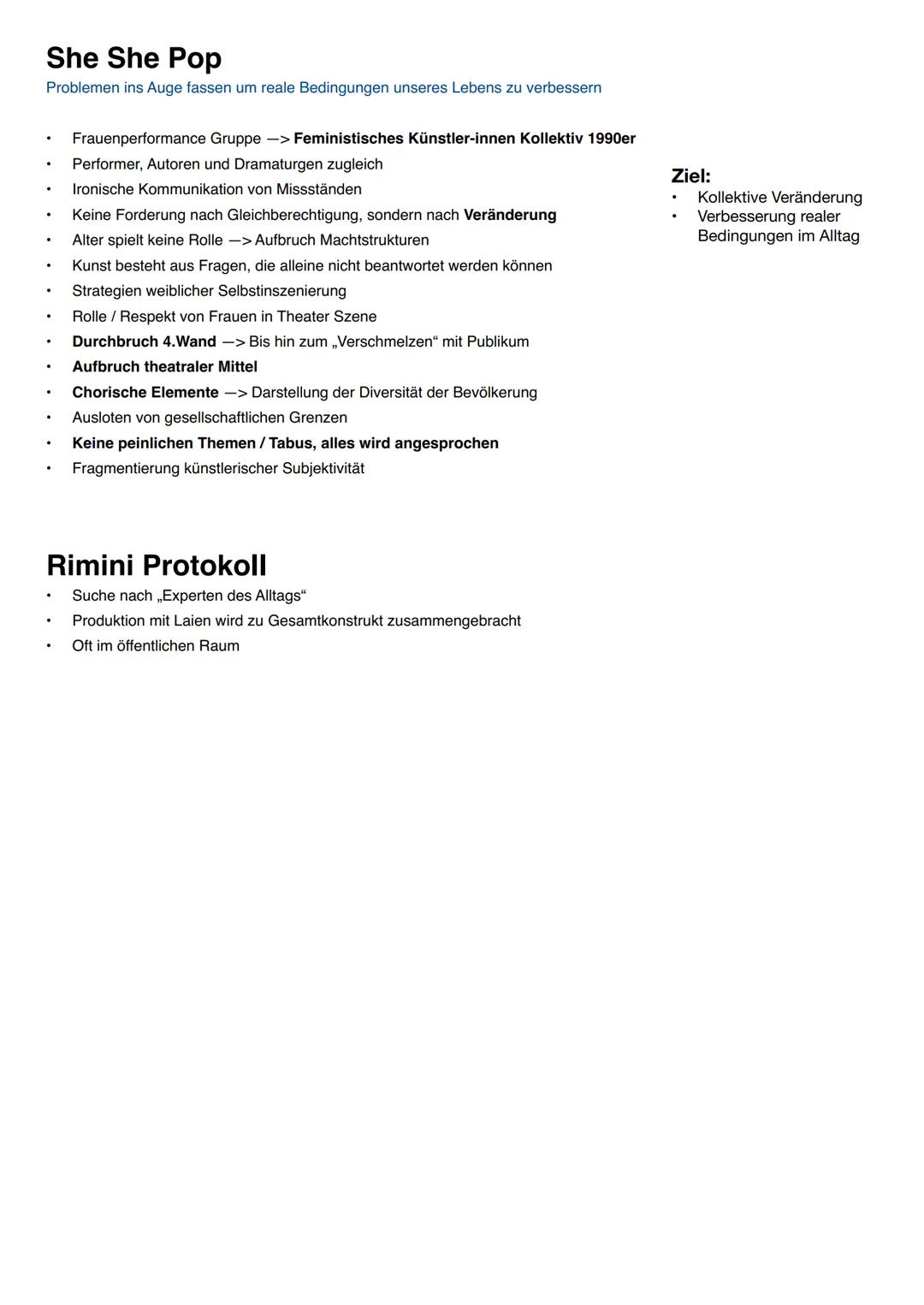 Inhalt
Kompositionsmethoden + Ästhetische Stilmittel
Postdramatik
-> Allgemein
-> SheShe Pop + Rimini Protokoll
Episches Theater
-> Brecht
I