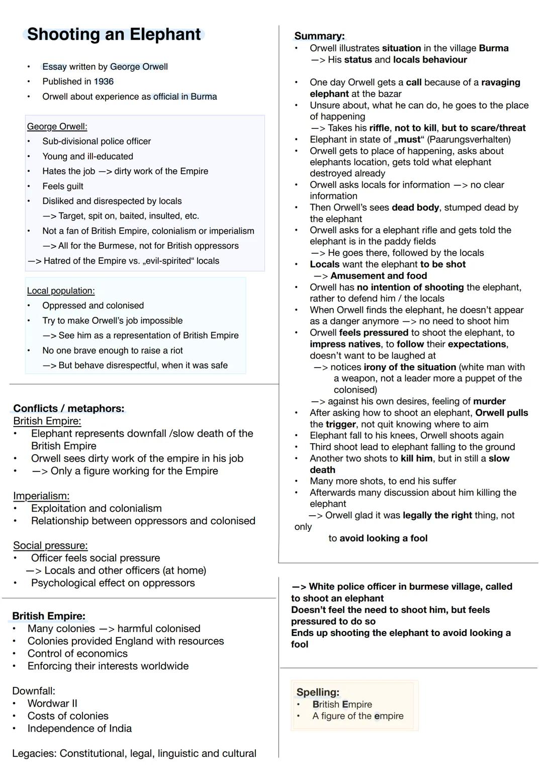 Englisch Abi Lernzettel
- Linking words
- Stylistic devices
Novels:
- Gran Torino
- My Son the Fanatic
- Shooting an Elephant
- The embassy
