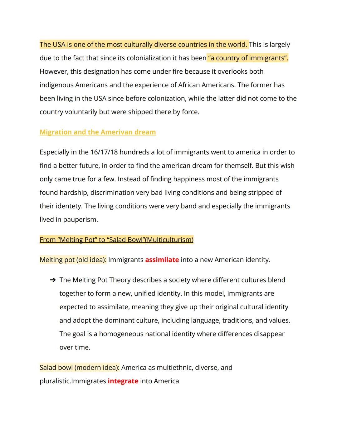 Migration and the American Dream (Migration und der
amerikanische Traum), insbesondere questions of identity
The Amercan Dream
Definition &