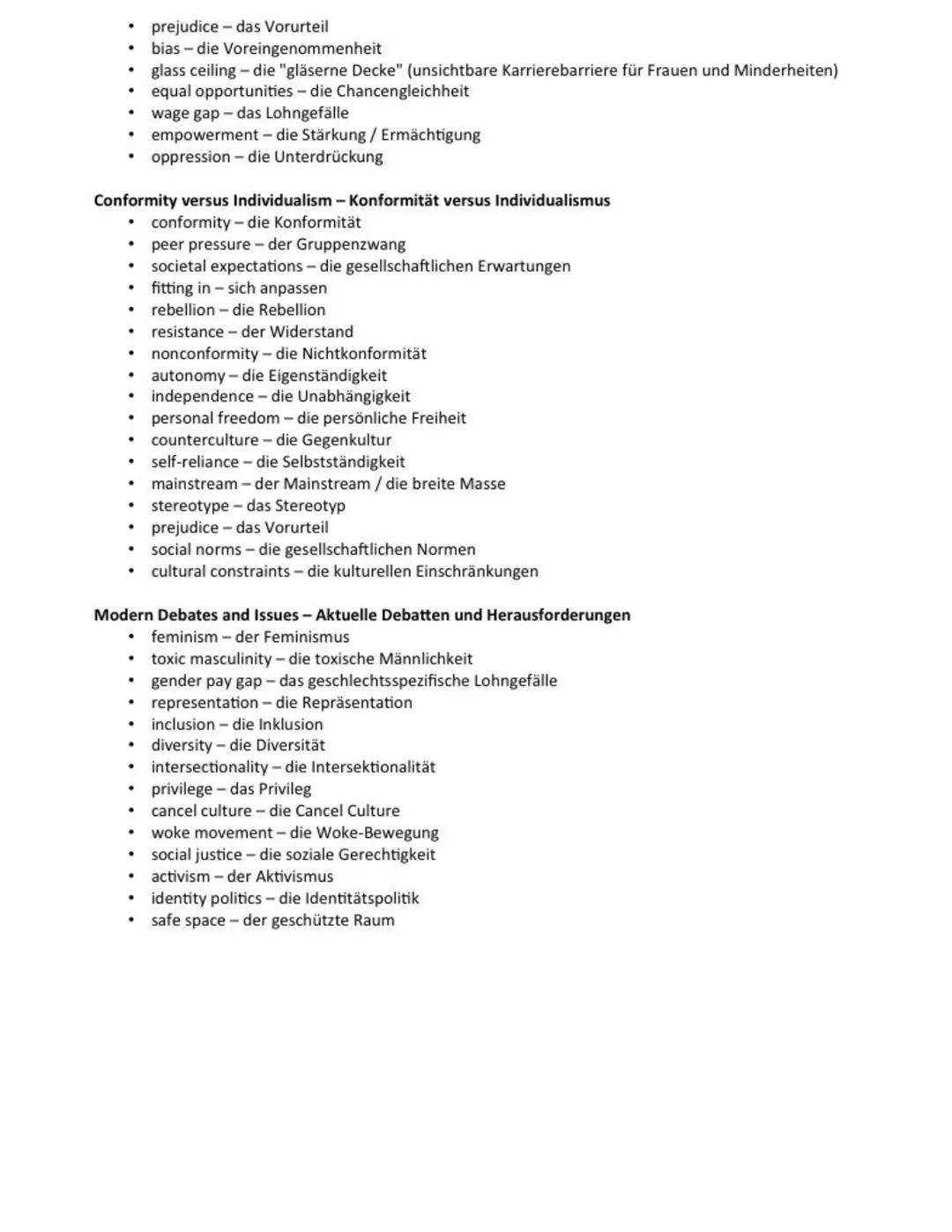 Useful Vocabulary: Identity
Identity and Self-Perception - Identität und Selbstwahrnehmung
- identity - die Identität
- self-perception - di