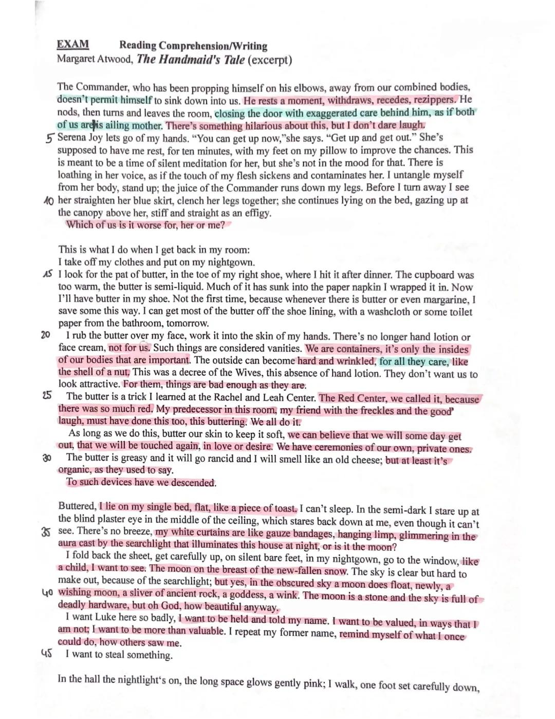 Exam English
LK Q2
Neas
September 16, 2024
Topic:
Utopia / Dystopia
Reading Comprehension/Writing
excerpt from The Handmaid's Tale by Margar