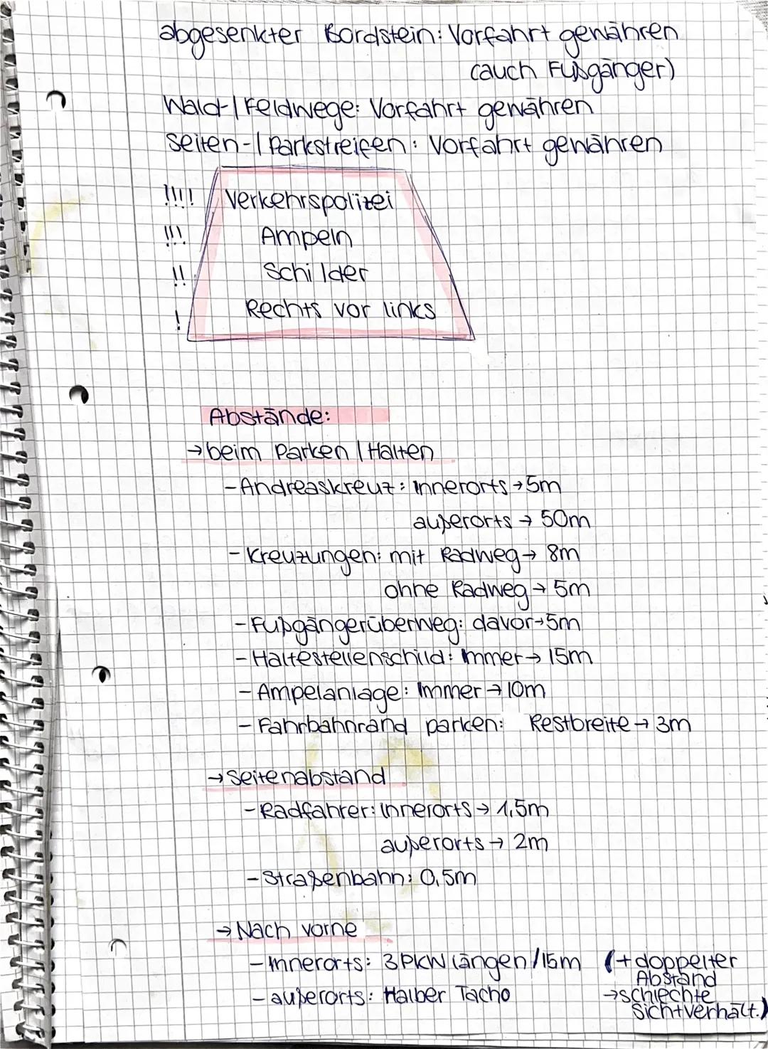 # FAHRSCHULE
## Geschwindigkeit:
- Imorts: 50km/h
- Außerorts: 100km/h → LKW | PKW+Anhänger >80%
- Autobahn: mind. 60km/h → Richtigeschw.