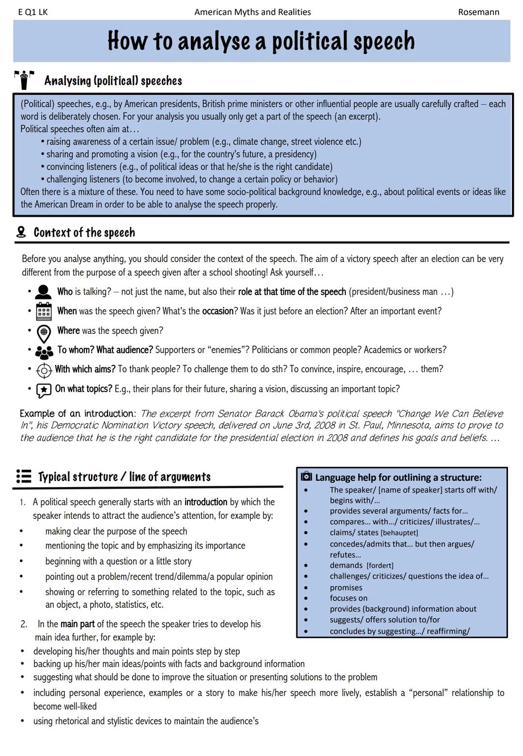 Analyzing political speeches