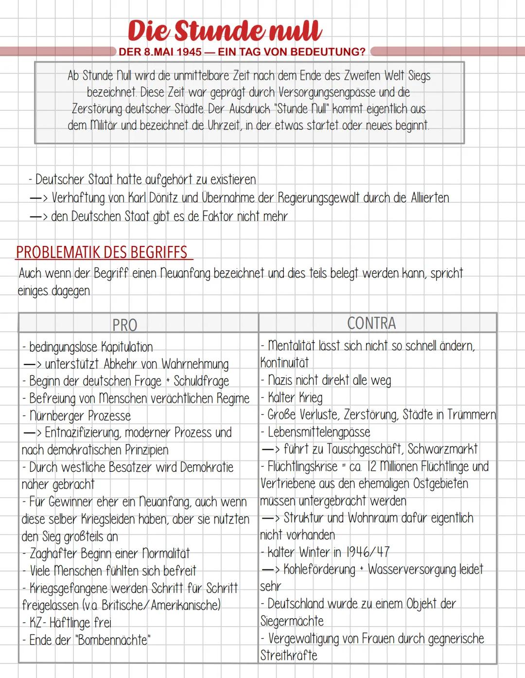 Die Stunde null
DER 8.MAI 1945 - ΕΙN TAG VON BEDEUTUNG?
Ab Stunde Null wird die unmittelbare Zeit nach dem Ende des Zweiten Welt Siegs
bezei