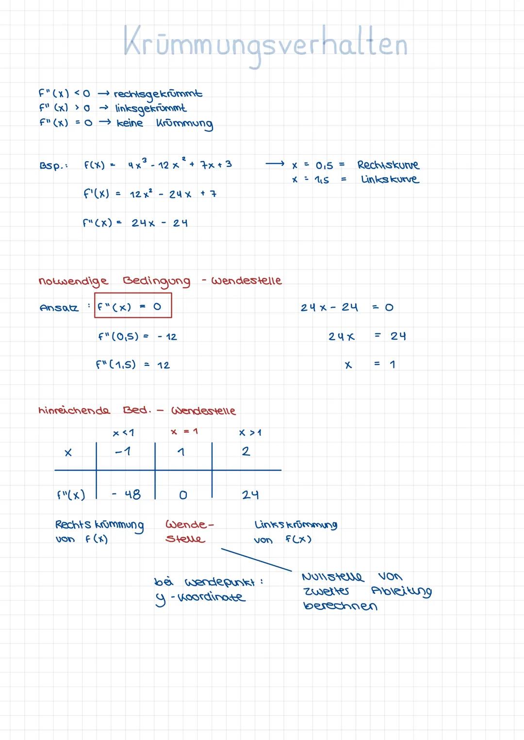 Extrempunkte
1) notwendige Bedingung: f'(x) = 0
F(x) = \frac{1}{3}x³ - 2x
f'(x) = \frac{1}{3} \cdot 3x² - 2
0 = x² - 2
| + 2
2 = x²
| \sqrt{
