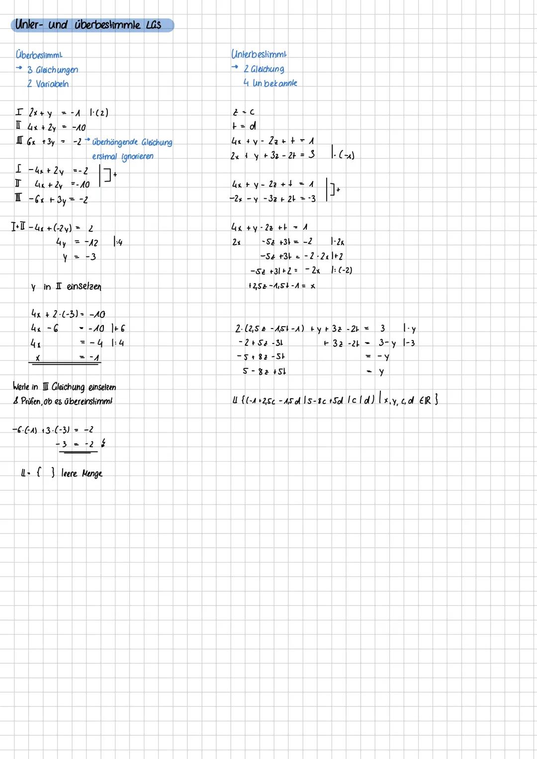 # Lineare Gleichungssysteme
## Einsetzungsverfahren
- Gleichung I ist nach $y$ aufgelöst,
Somil kann man Gleichung I
für $y$ in Gleichung