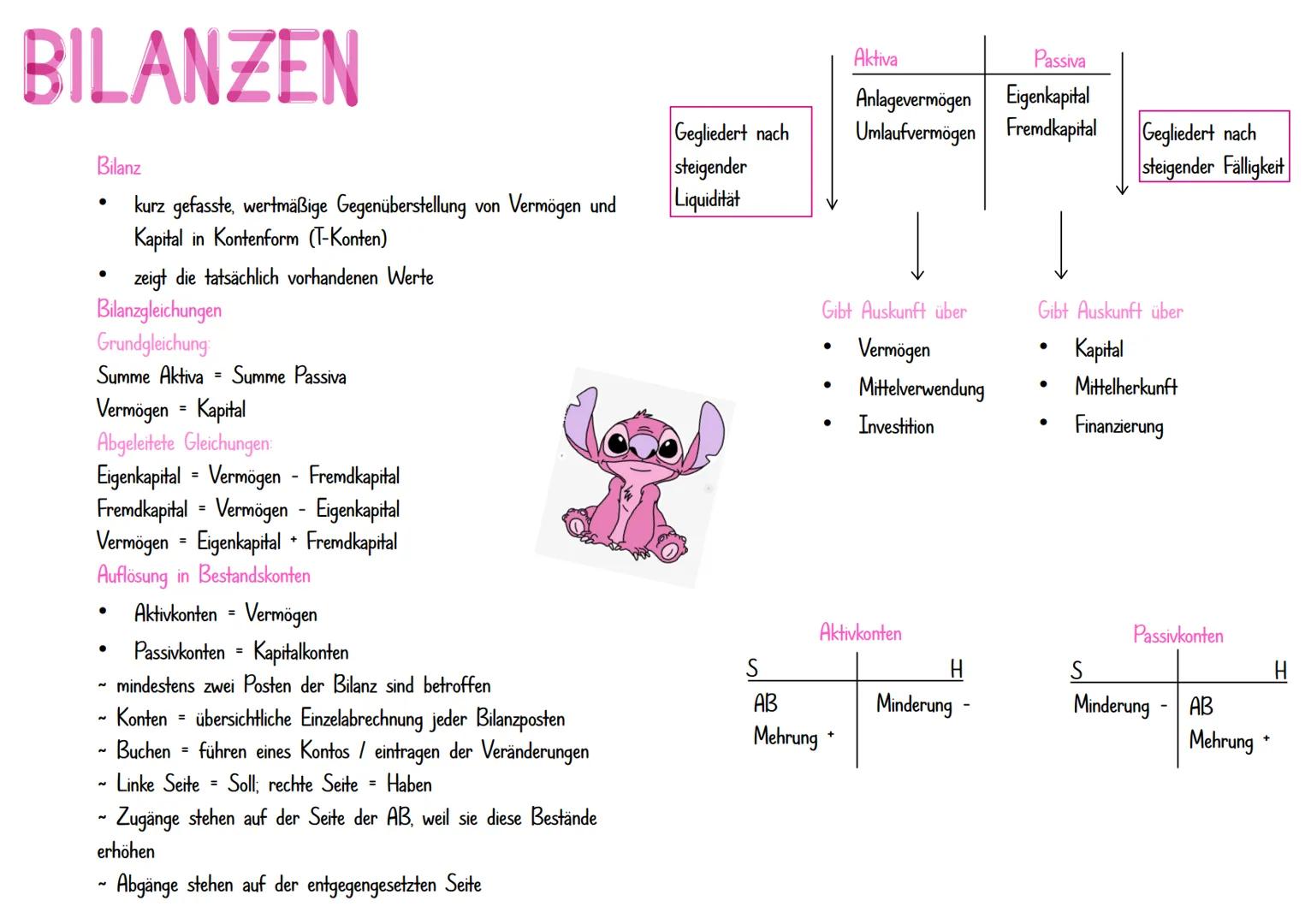 # BILANZEN
Bilanz
* kurz gefasste, wertmäßige Gegenüberstellung von Vermögen und Kapital in Kontoform (T-Konten)
* zeigt die tatsächlich v