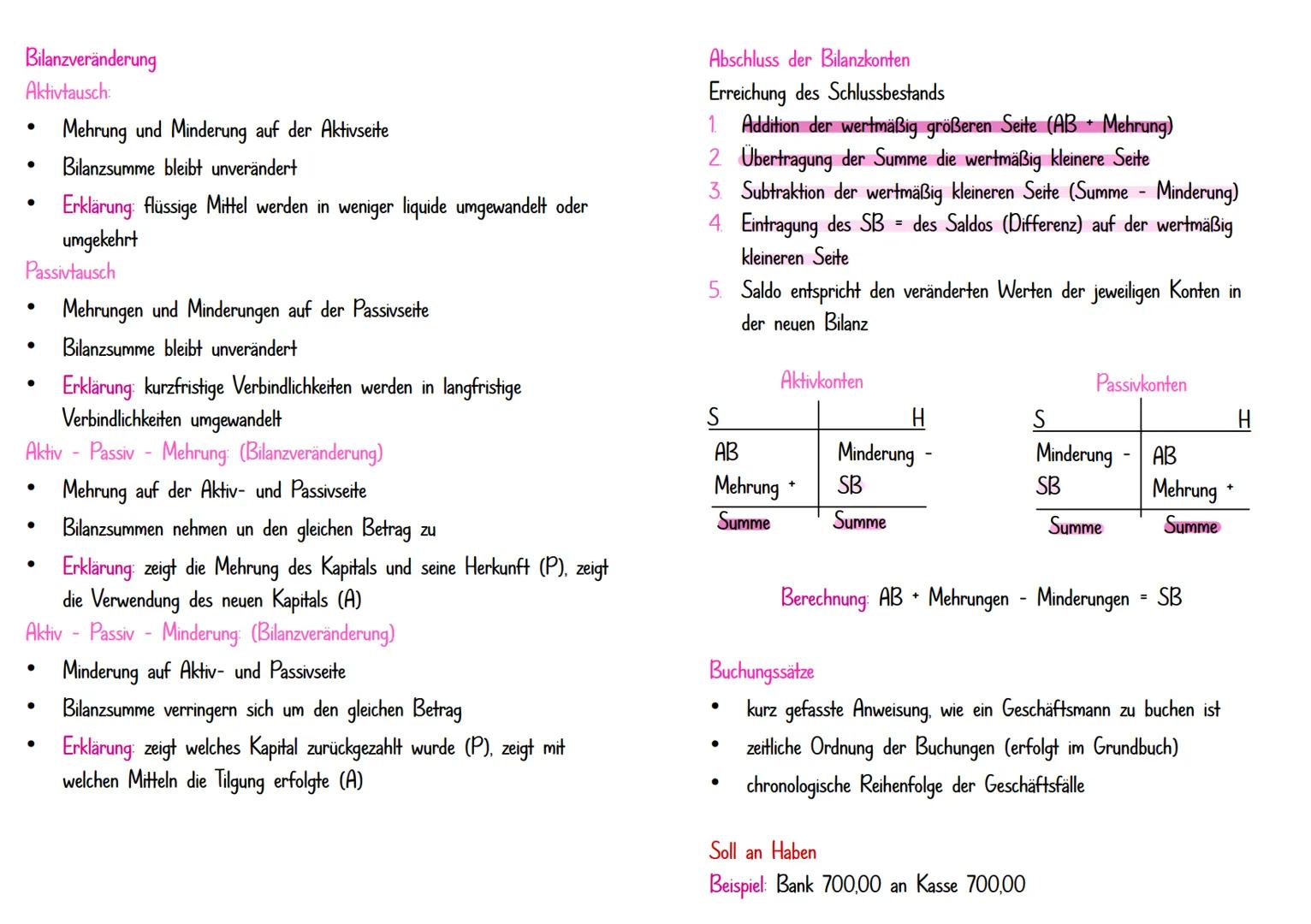# BILANZEN
Bilanz
* kurz gefasste, wertmäßige Gegenüberstellung von Vermögen und Kapital in Kontoform (T-Konten)
* zeigt die tatsächlich v