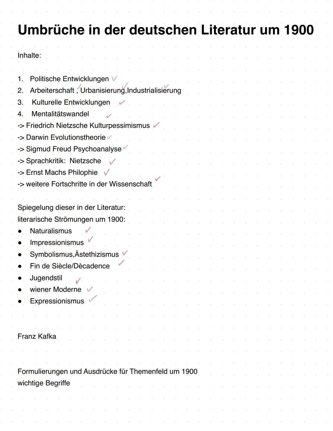 Abitur Deutsch Skript
1) Umbrüche in der deutschen Literatur um 1900
2) Kurzprosa
3) Gedichte Umbrüche in der deutschen Literatur um 1900
In