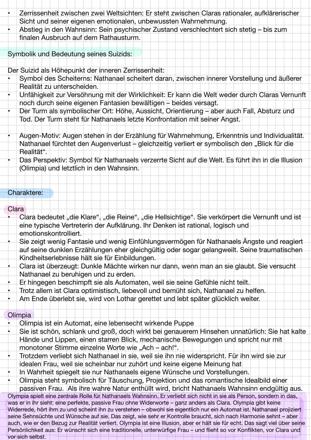 Der Sandmann
Zusammenfassung:
In E.T.A. Hoffmanns Erzählung Der Sandmann geht es um den Studenten Nathanael, der seit
seiner Kindheit unter