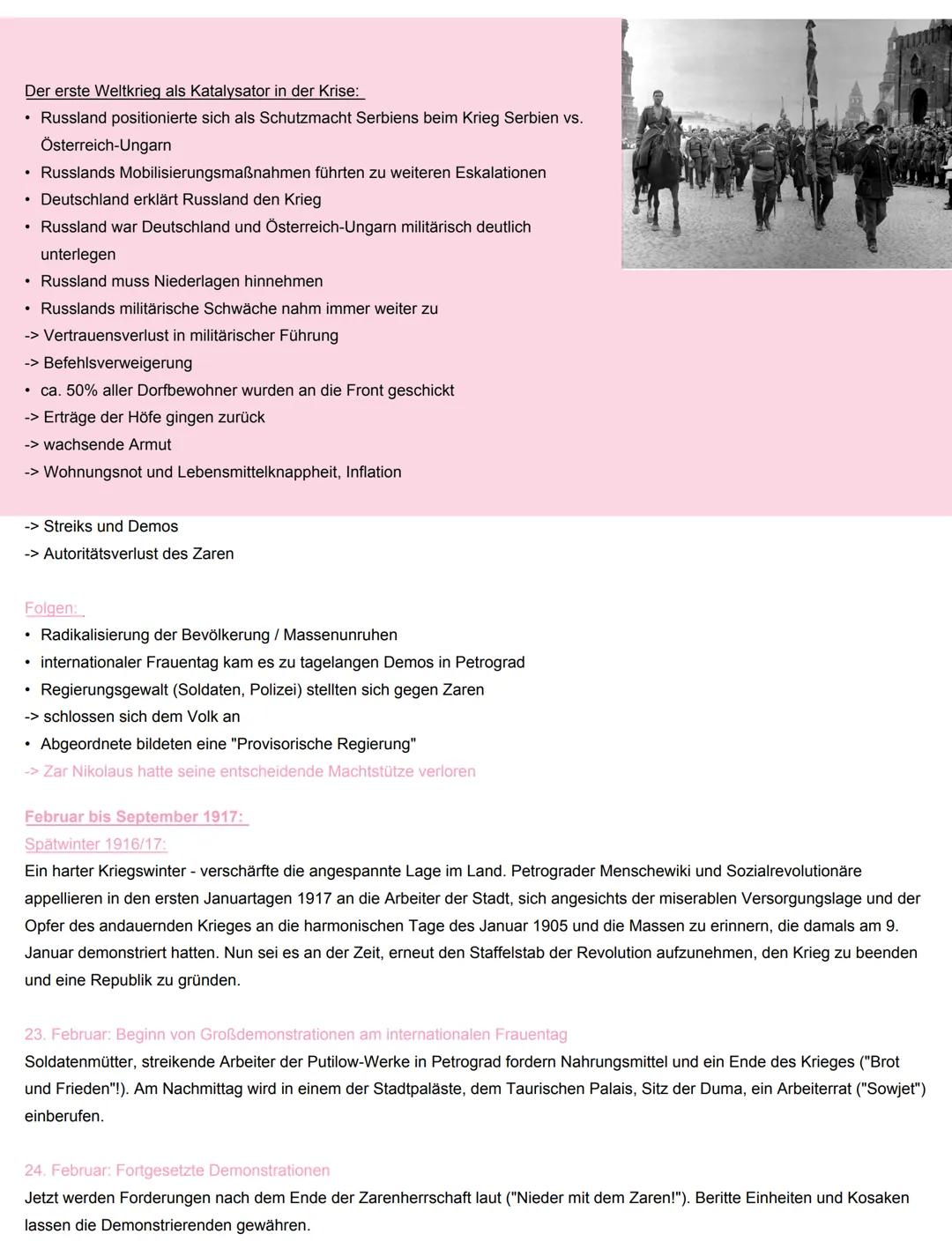 Lernzettel Geschichte - clle russischen Revolutionen
Russland im Rückstand:
Russland zur Zeit der Zarenherrschaft:
Autokratie: Selbstherrsch