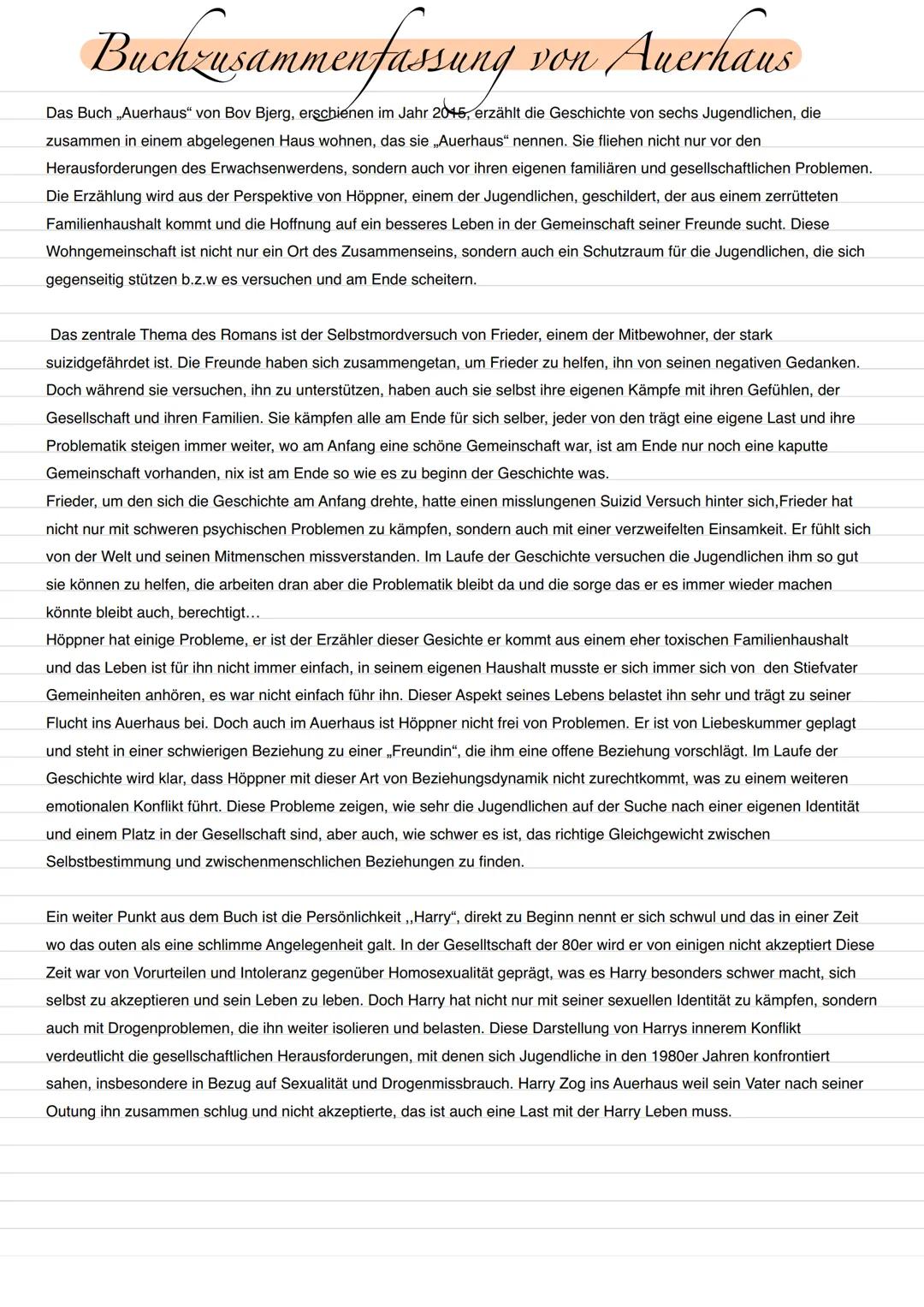 # Auerhaus
*Bov Bjerg*
Vera
Hoppner
Friede
Cecilia
Harry
Pauline Inhaltsverzeichnis
Seite 1
Deckblatt
Seite 2
Inhaltsverzeichnis
Seite 3
A