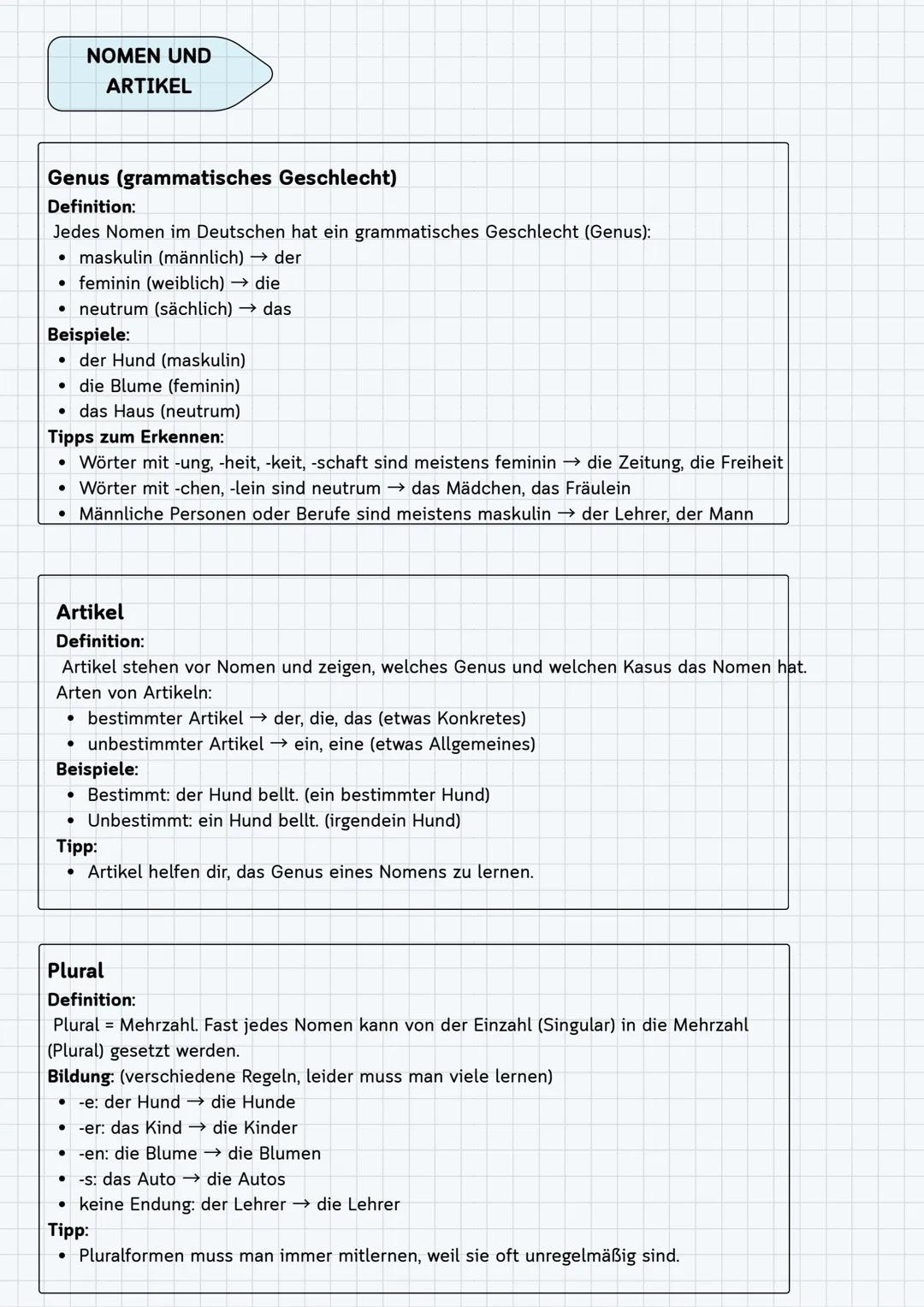 ## Deutsche Grammatik Zusammenfassung INHALTSVERZEICHNIS
Verben
• Allgemeines
• Zeitformen
■ Präsens
■ Perfekt
■ Präteritum
■ Plusquamperfek