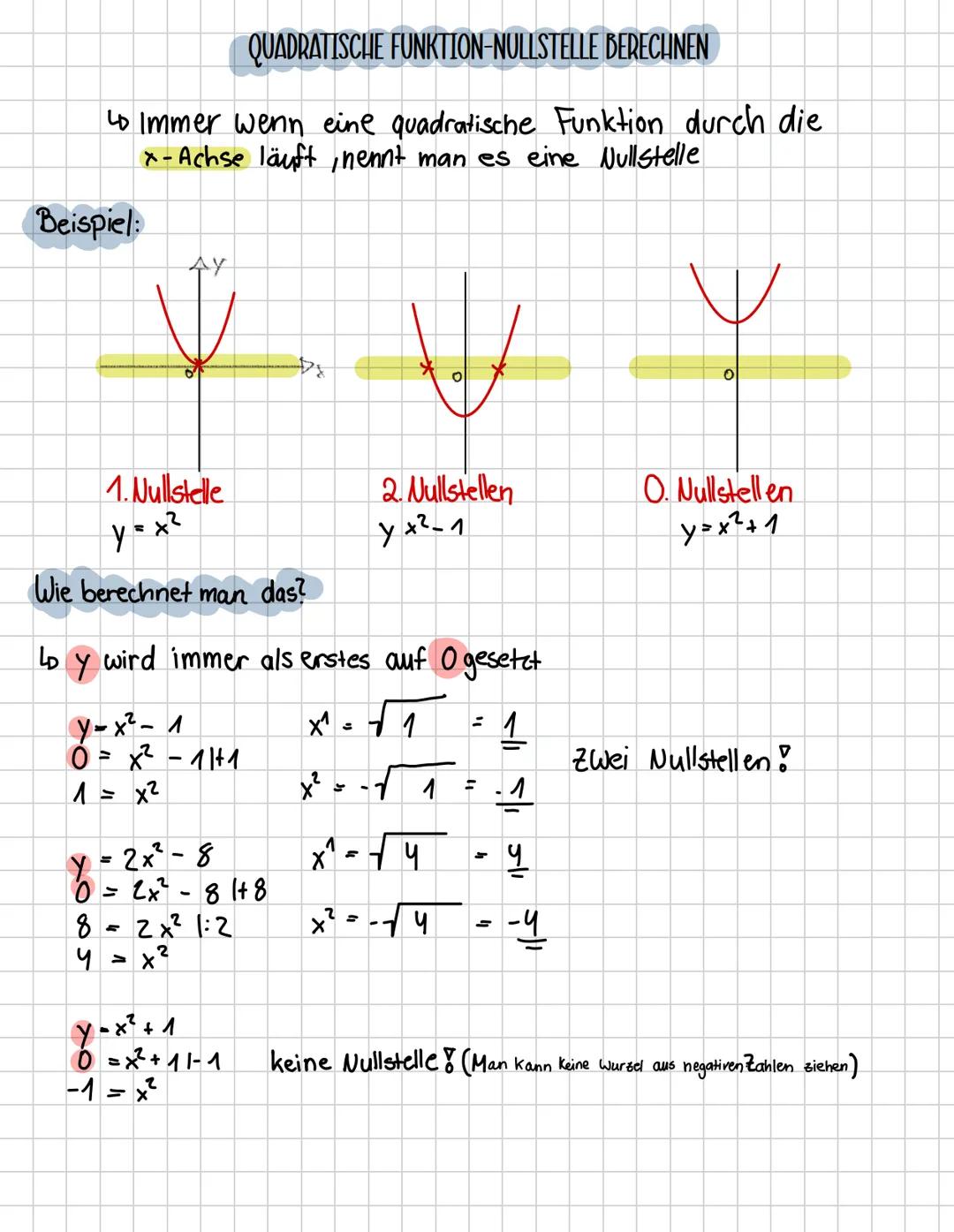 Quadratische Funktion- Nullstelle berechnen