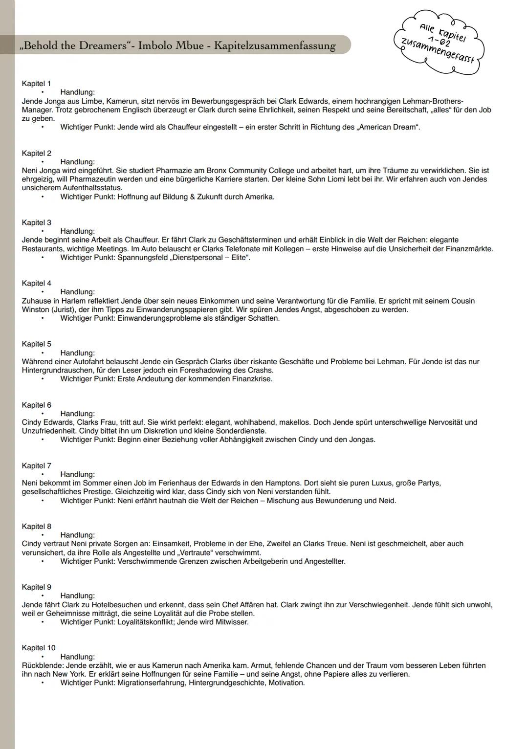 Behold the Dreamers Zusammenfassung