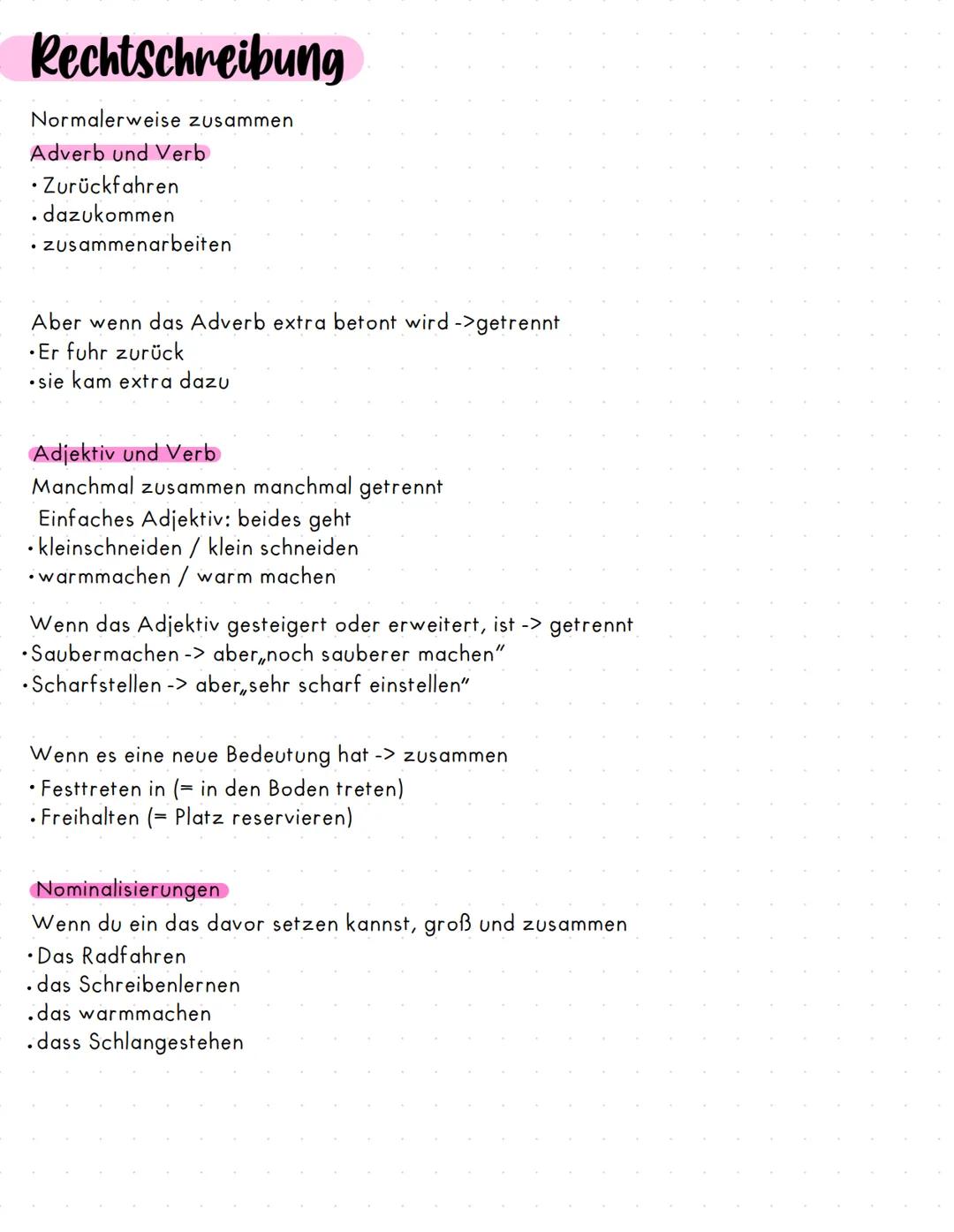 # Rechtschreibung
1.Getrennt und zusammenschreiben
Nomen und Verb
Fast immer getrennt
* Rad fahren
* Gitarre spielen
* Kuchen backen
Nur