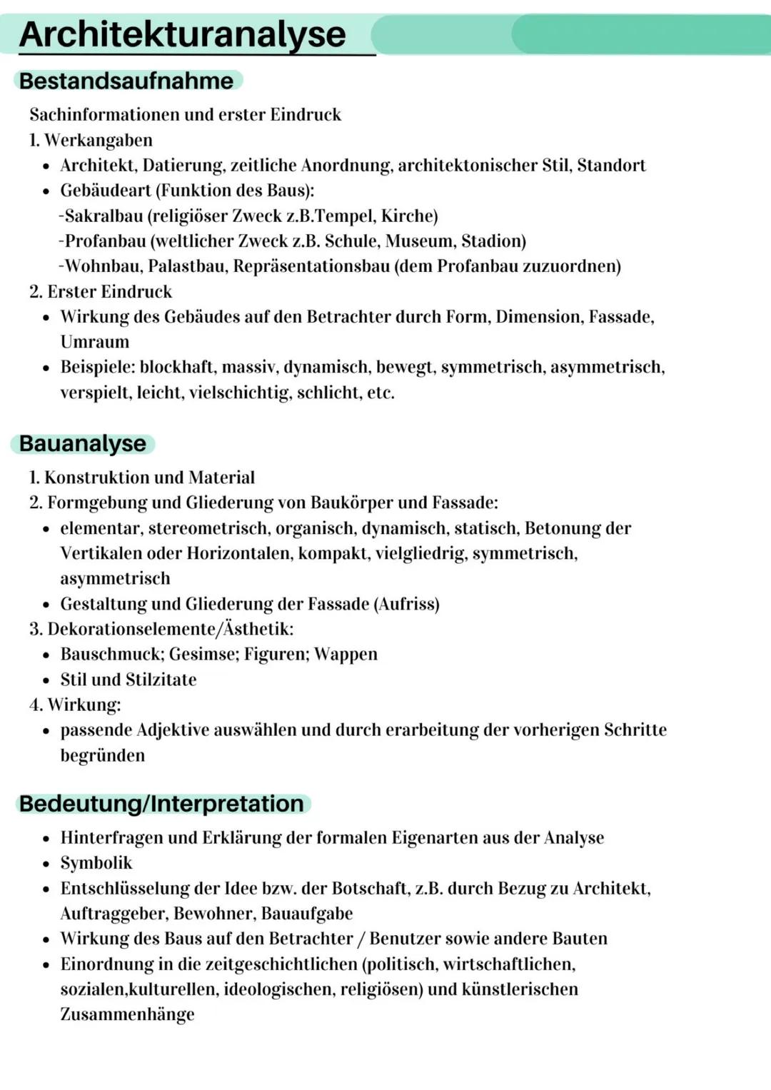 # Zusammenfassung
Kunst
# Architektur
12/2 # Inhalte
- Architekturanalyse
- Grundlegendes zu Architektur
- Fachbegriffe
- Grundrisse
- I