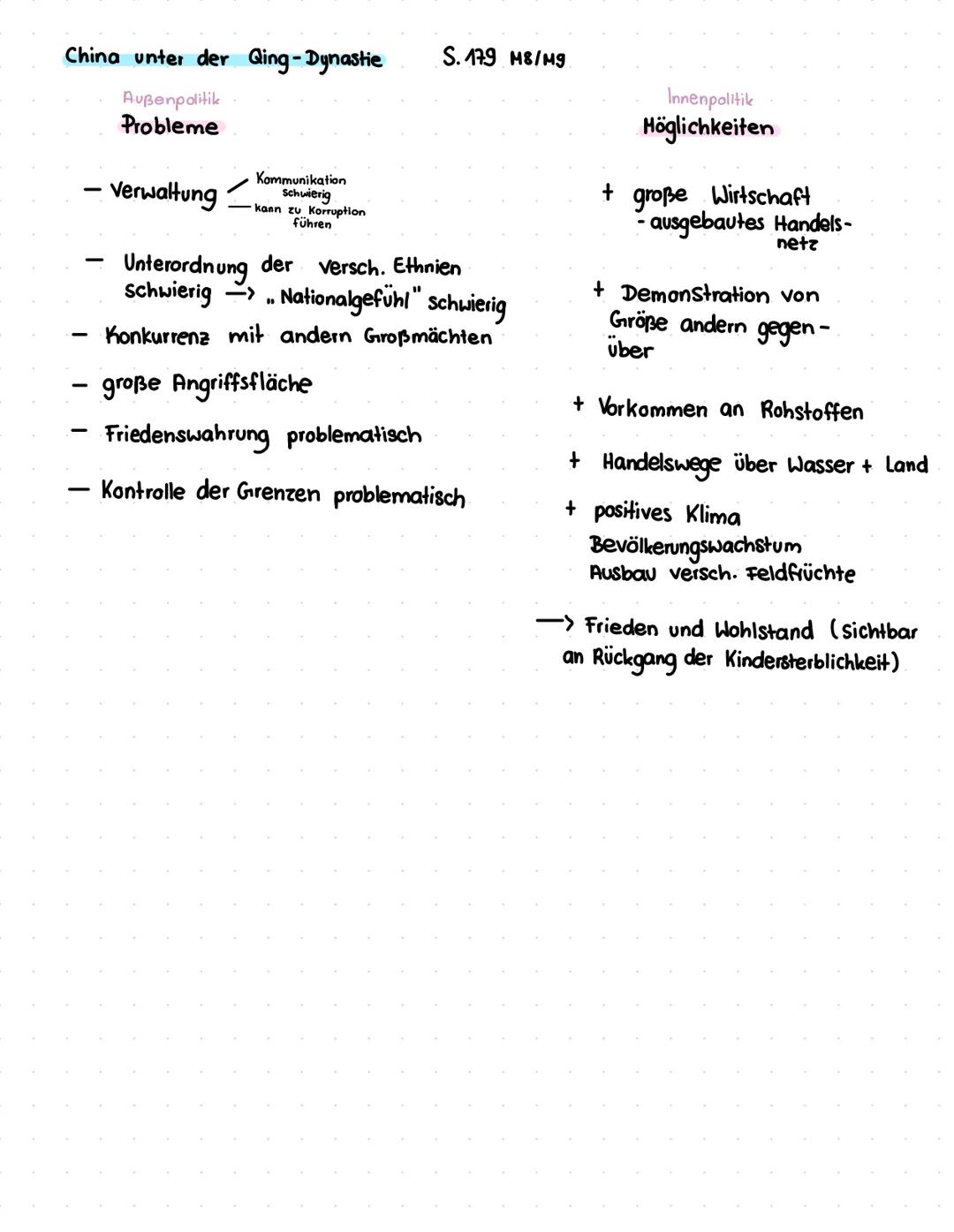 # Geschichte Lernzettel
Selbstverständnis und Weltbild der Chinesen
- Zivilisationsstaat
- Kaiser als Himmelssohn „Vom Himmel gesandt"
- L